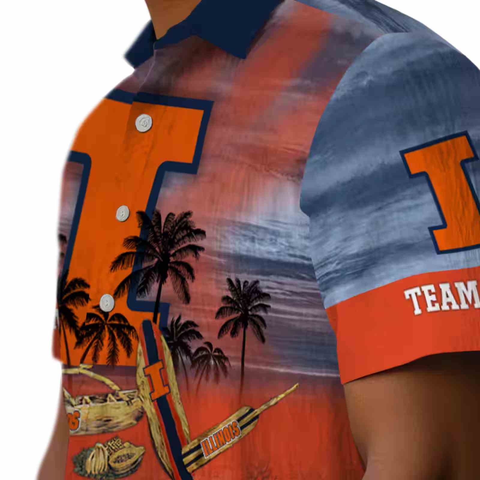 personalized illinois fighting illini tropical canoe blue hawaiian shirt trendy