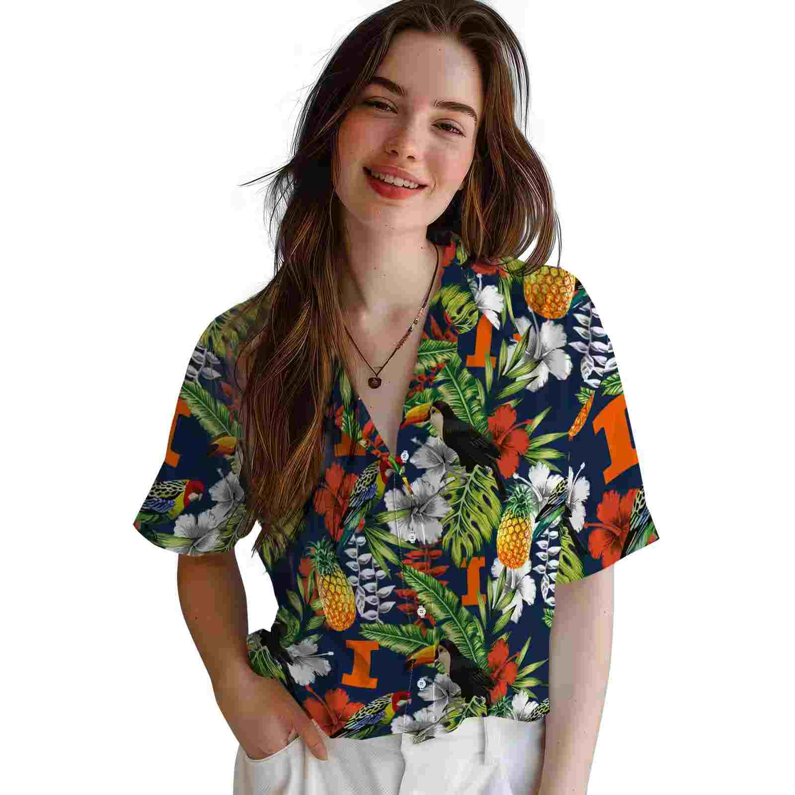 personalized illinois fighting illini tropical toucan blue green hawaiian shirt latest model