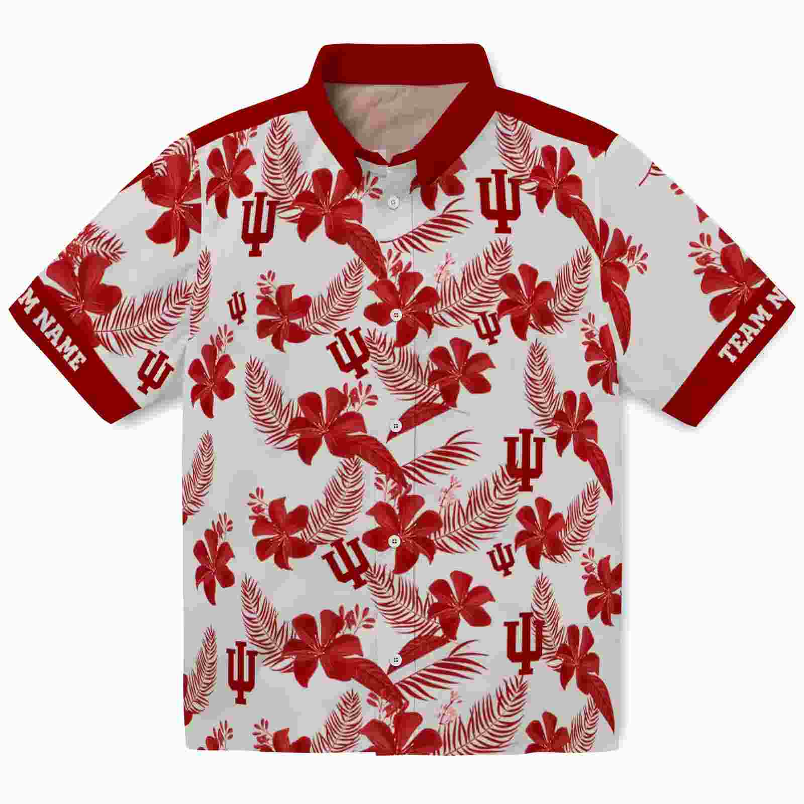 Personalized Indiana Hoosiers Botanical Print Cream Hawaiian Shirt