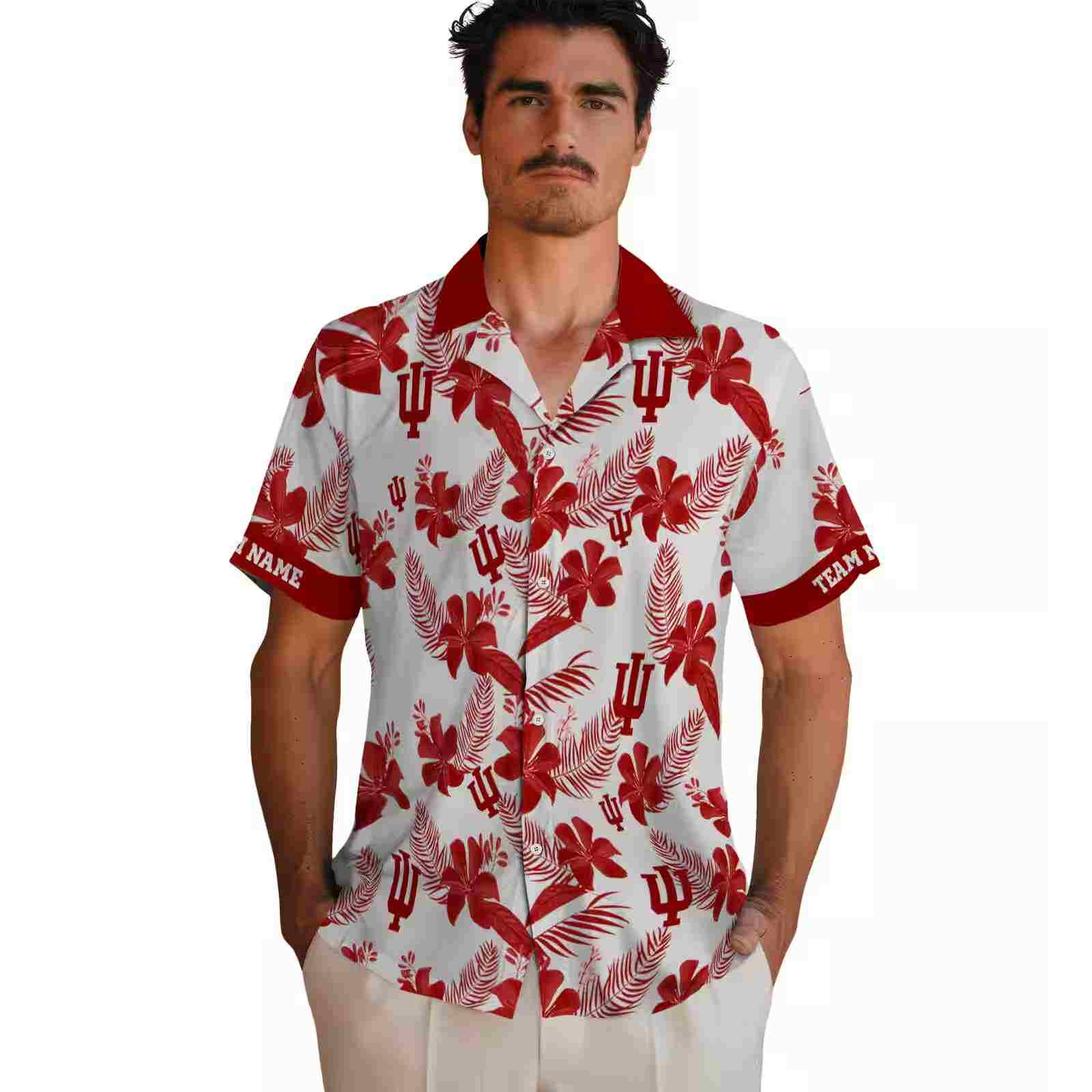 personalized indiana hoosiers botanical print cream hawaiian shirt fashion forward