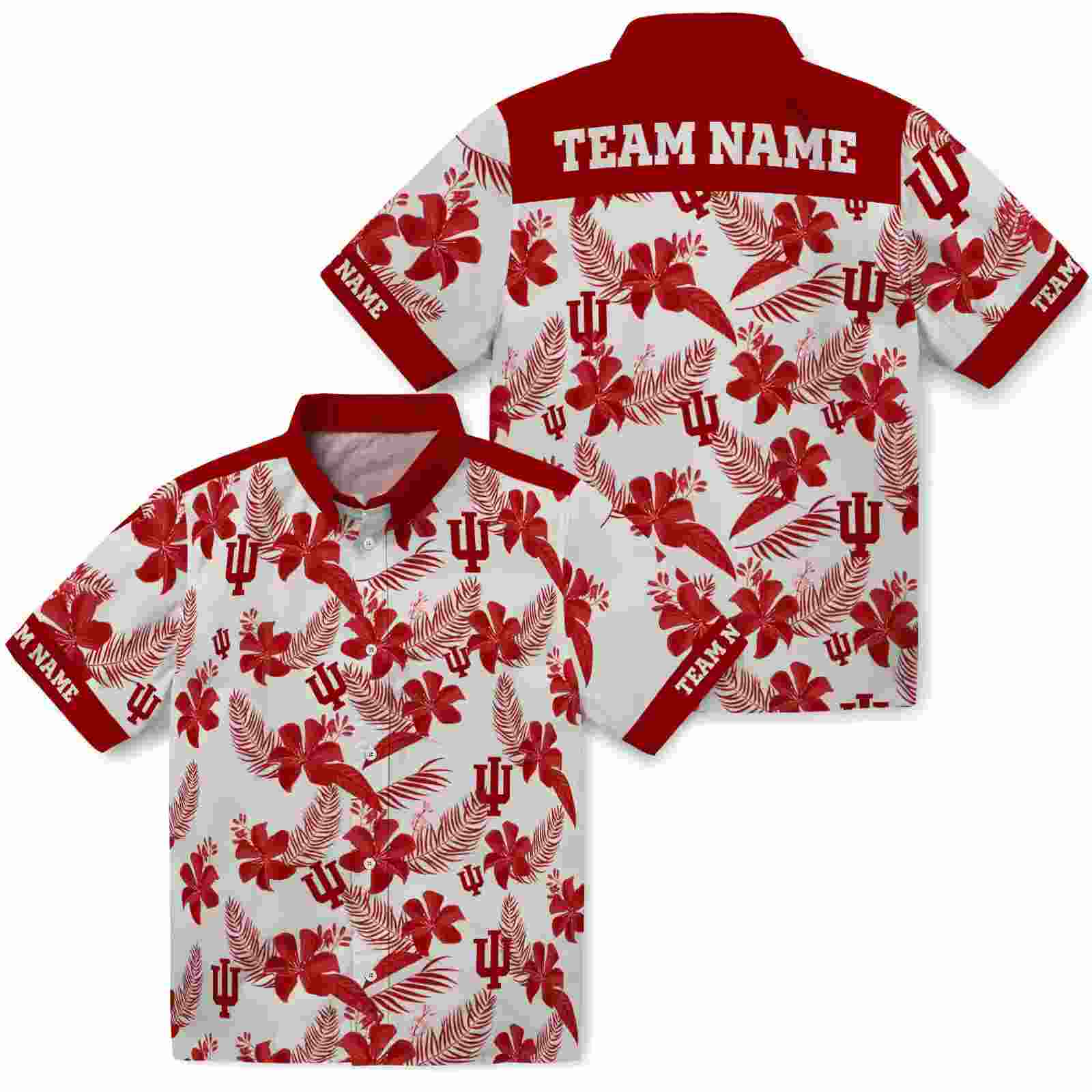 personalized indiana hoosiers botanical print cream hawaiian shirt high quality