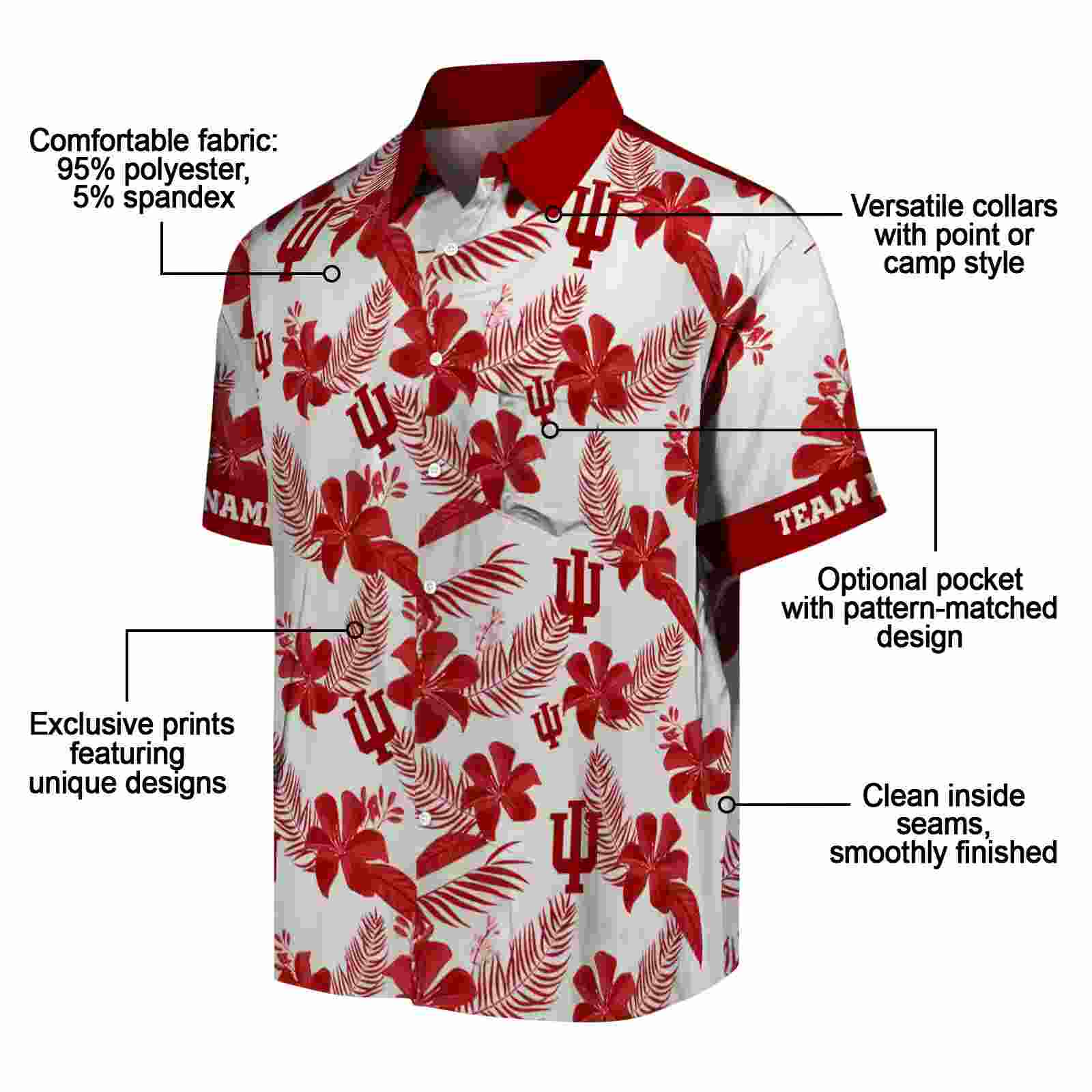 personalized indiana hoosiers botanical print cream hawaiian shirt new arrival