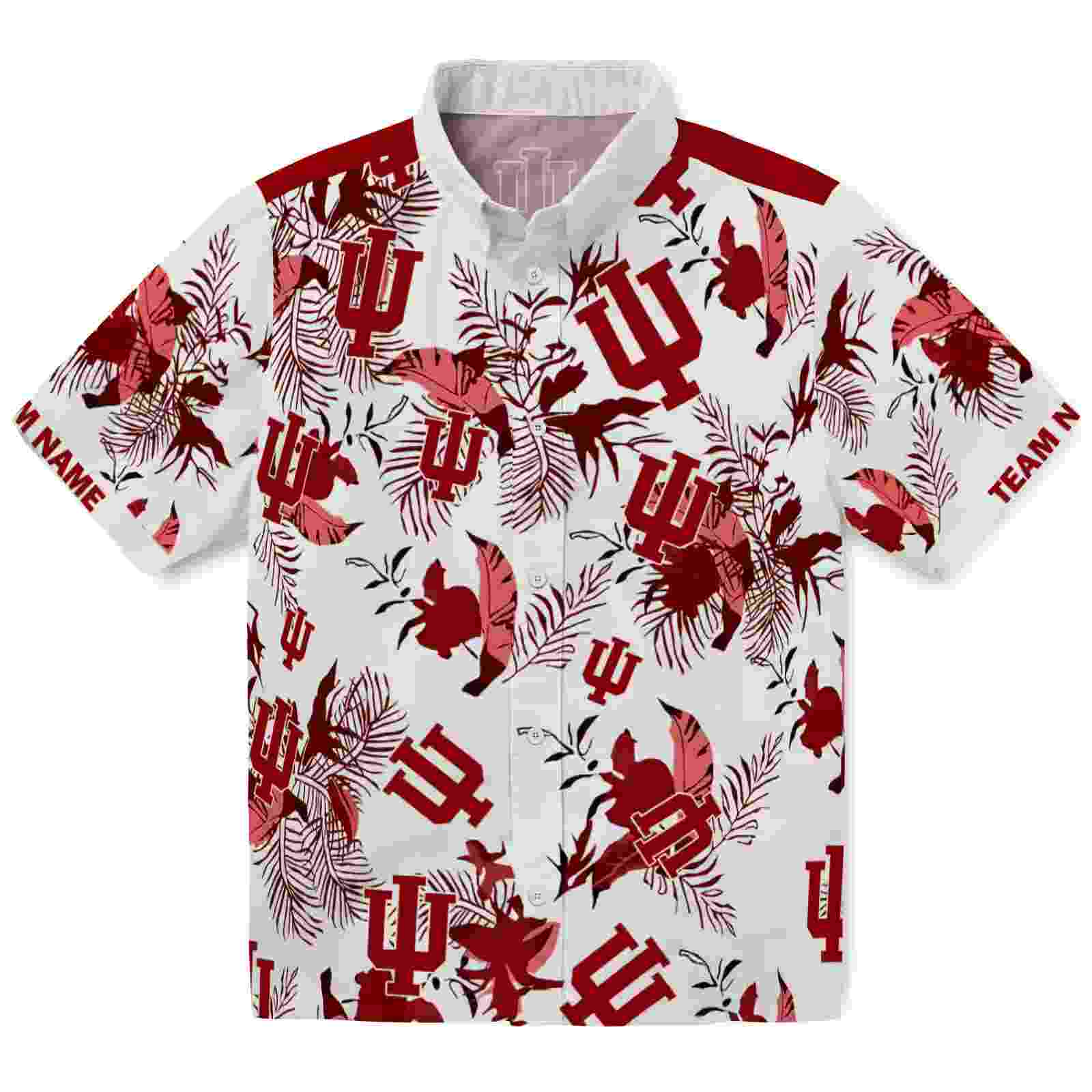 Personalized Indiana Hoosiers Botanical Theme Red White Hawaiian Shirt