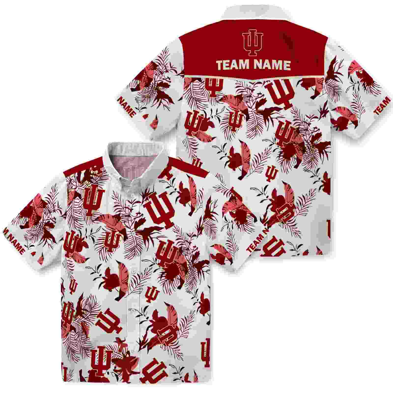 personalized indiana hoosiers botanical theme red white hawaiian shirt high quality