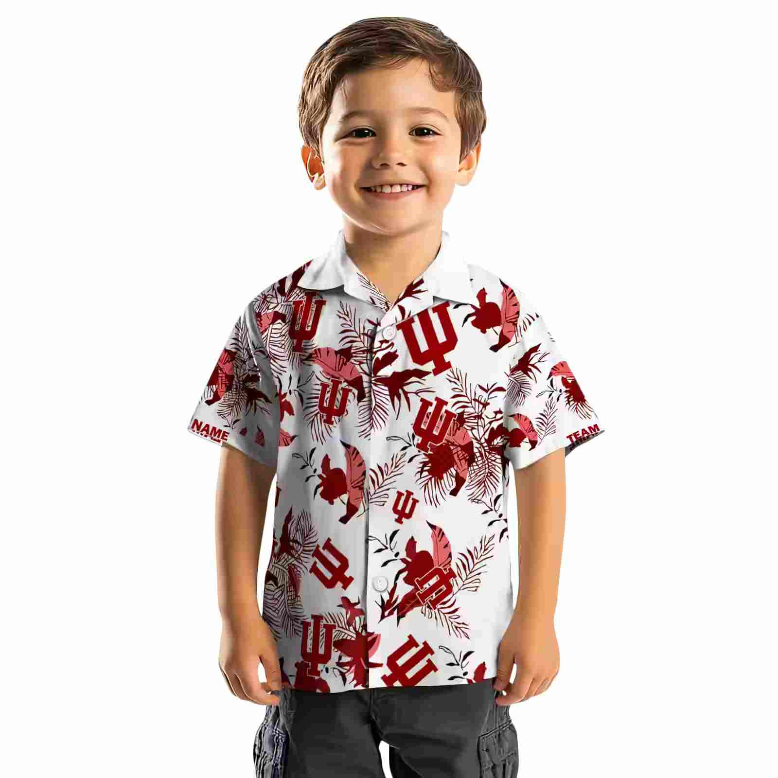 personalized indiana hoosiers botanical theme red white hawaiian shirt top rated