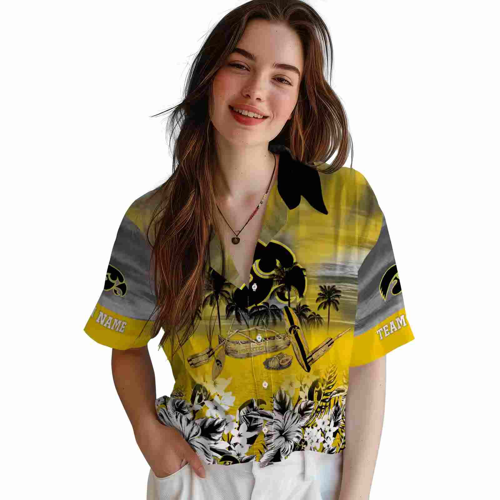 personalized iowa hawkeyes tropical canoe black hawaiian shirt latest model