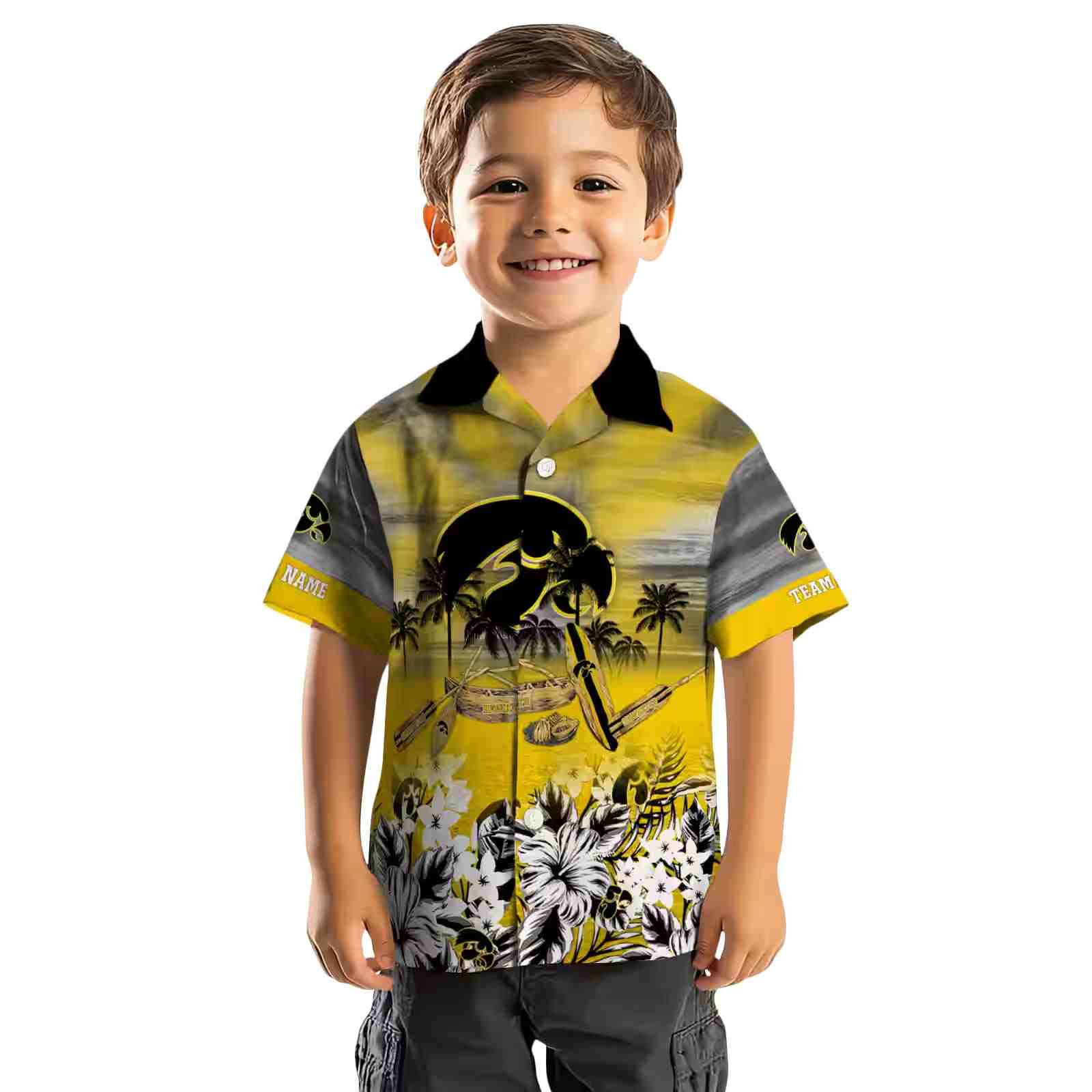 personalized iowa hawkeyes tropical canoe black hawaiian shirt top rated