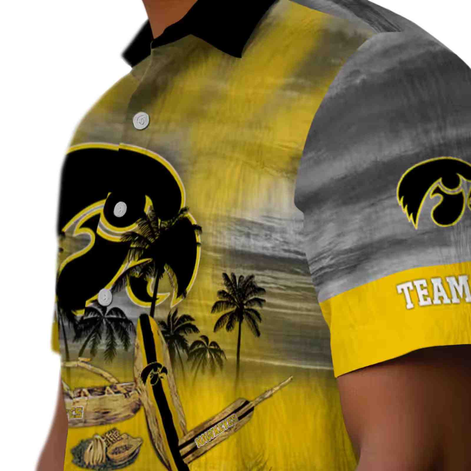 personalized iowa hawkeyes tropical canoe black hawaiian shirt trendy