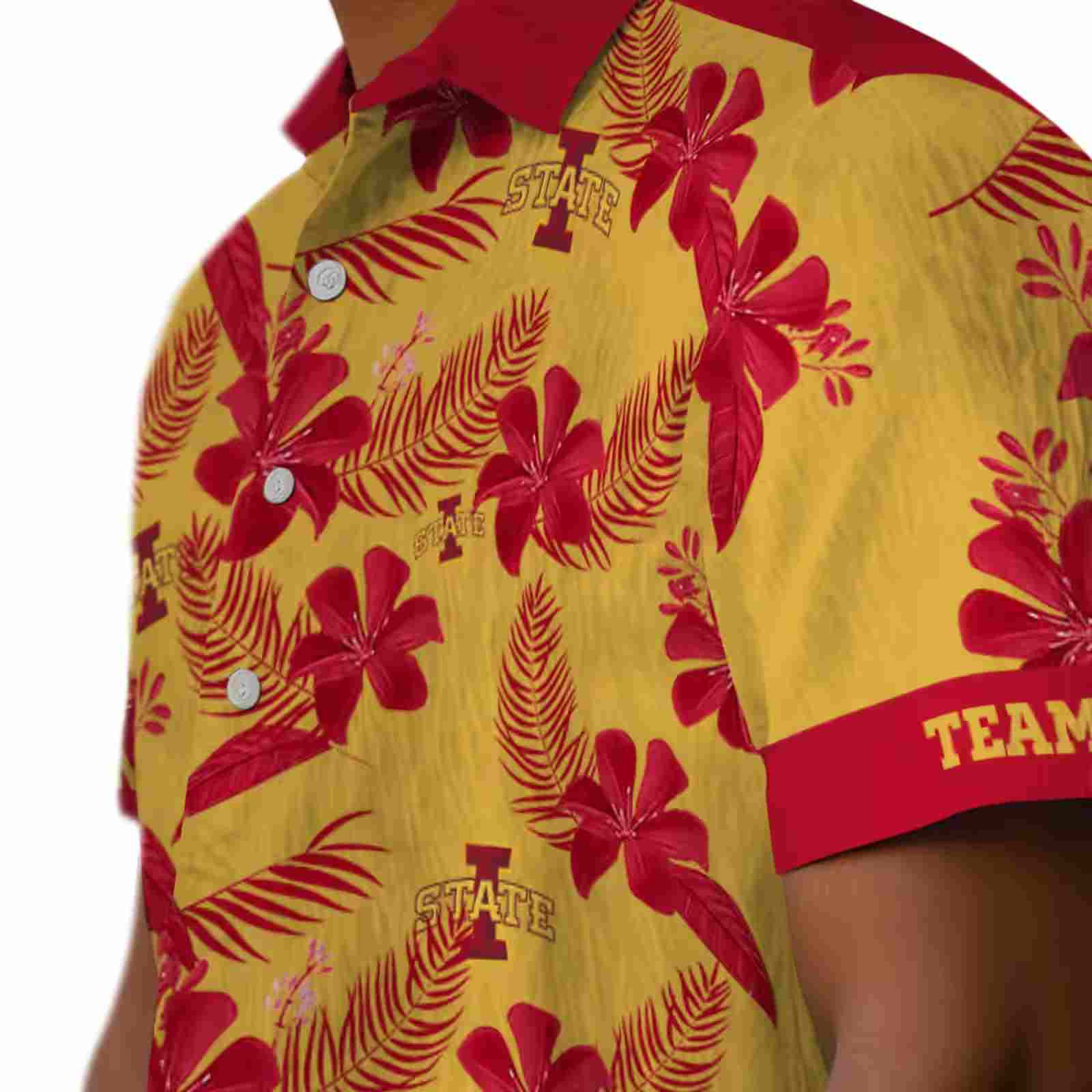 personalized iowa state cyclones botanical print gold hawaiian shirt trendy