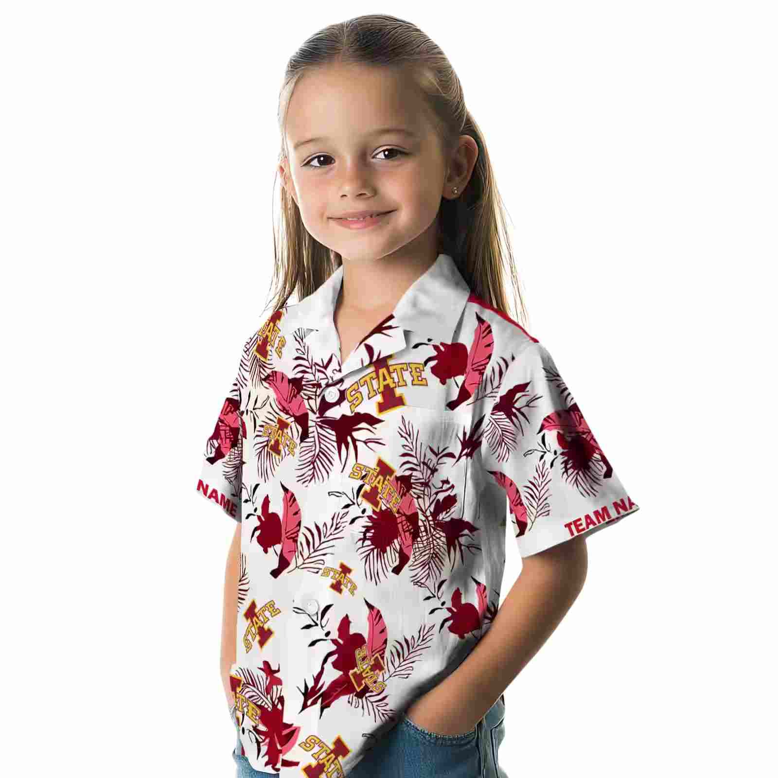 personalized iowa state cyclones botanical theme red white hawaiian shirt premium grade