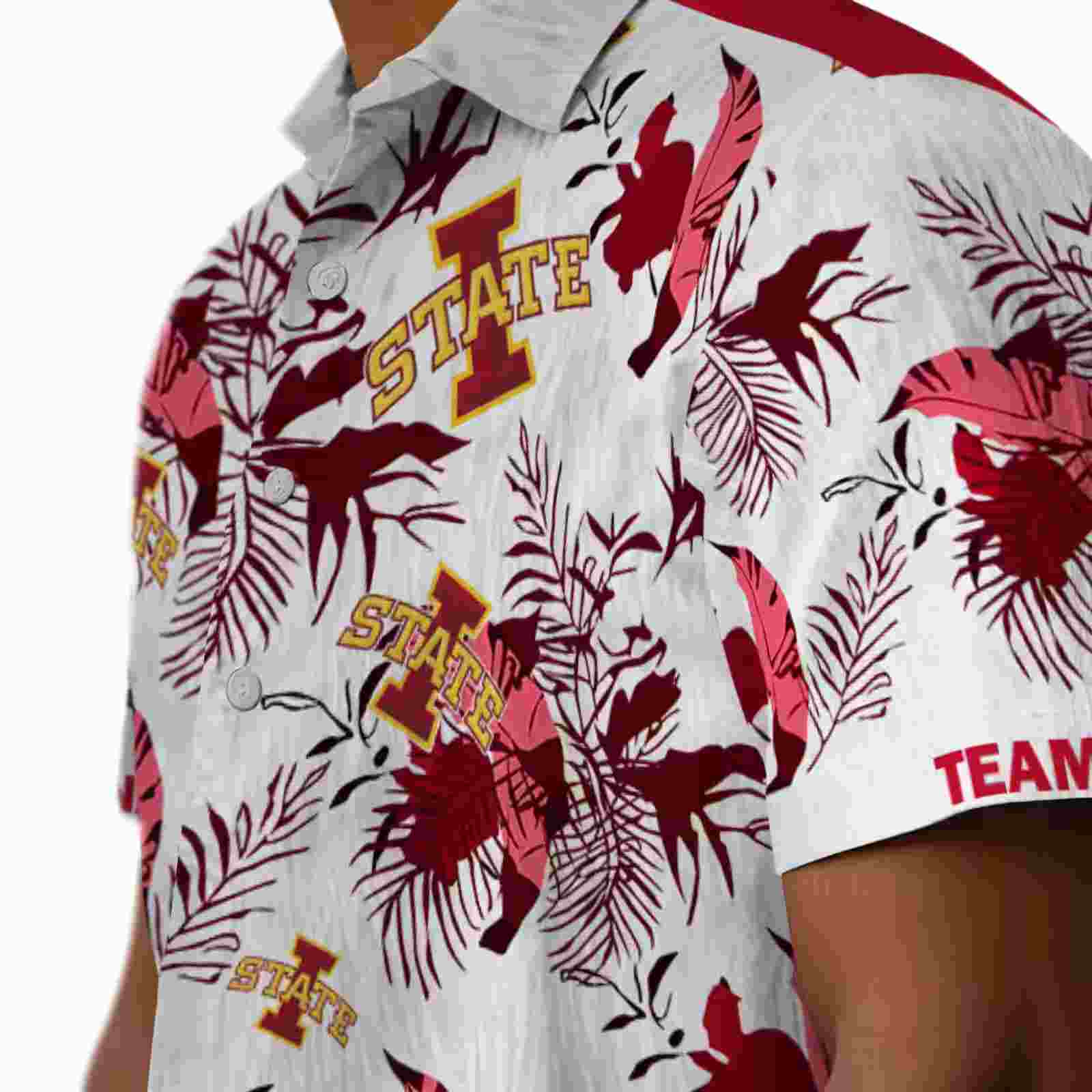 personalized iowa state cyclones botanical theme red white hawaiian shirt trendy