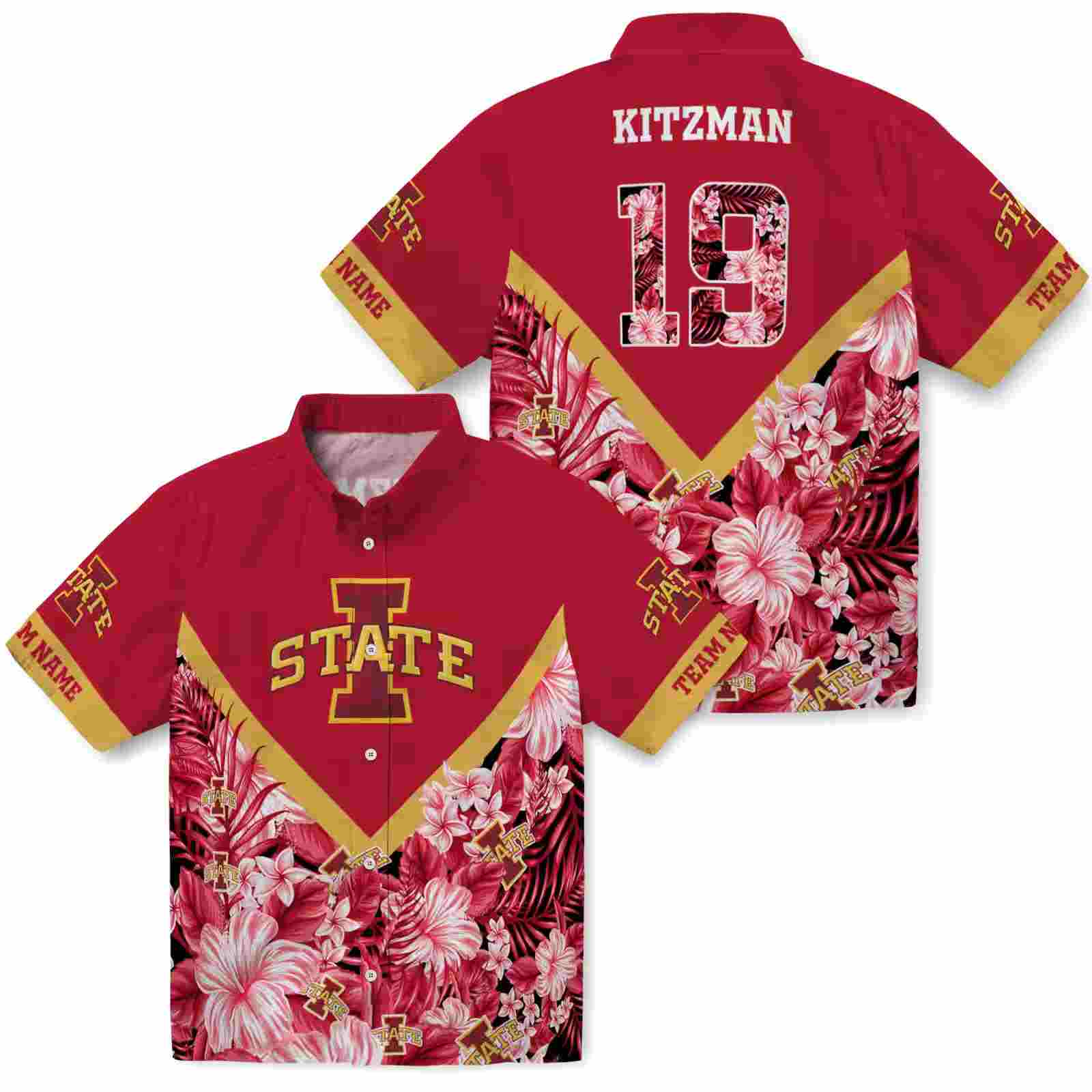 personalized iowa state cyclones floral chevron red hawaiian shirt high quality