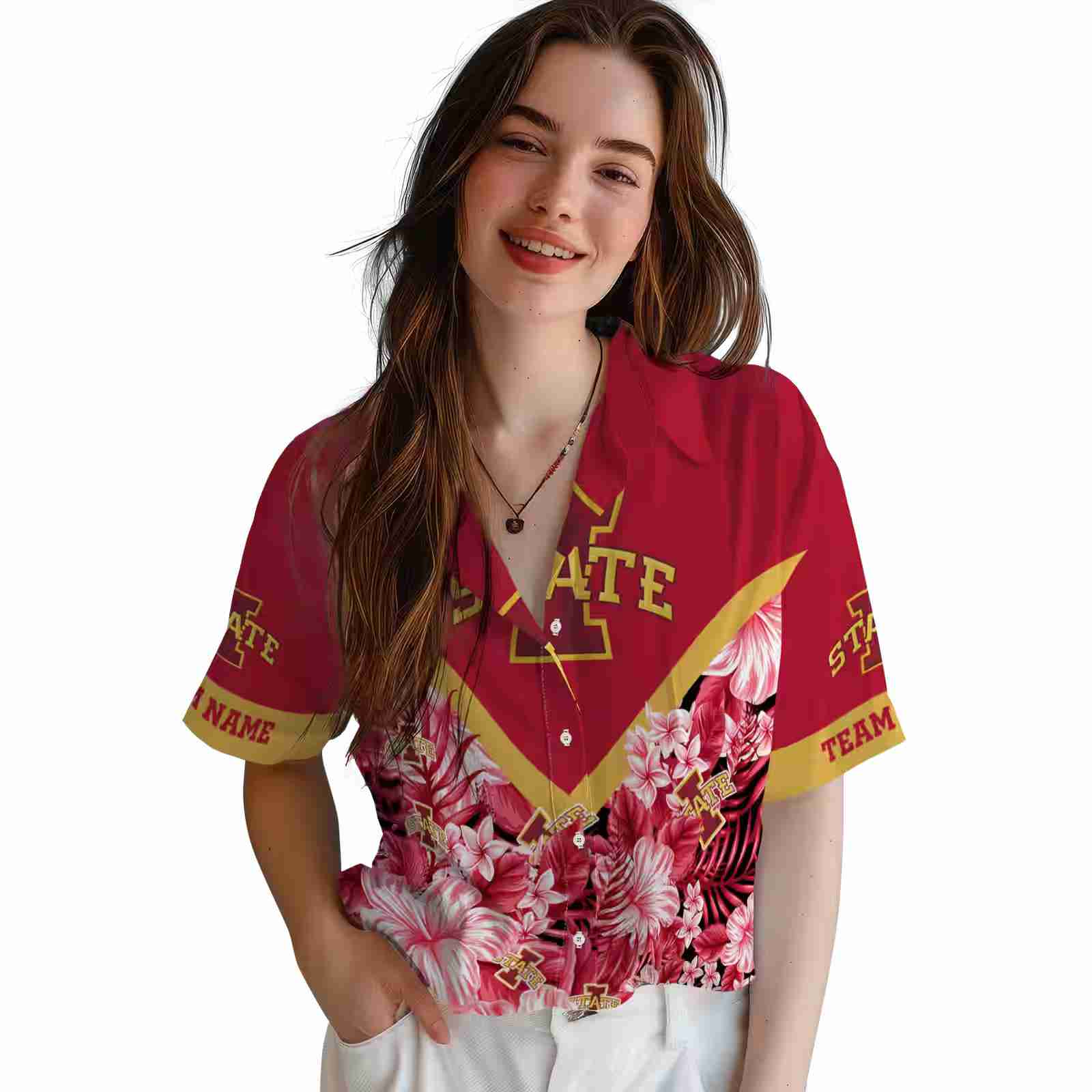 personalized iowa state cyclones floral chevron red hawaiian shirt latest model