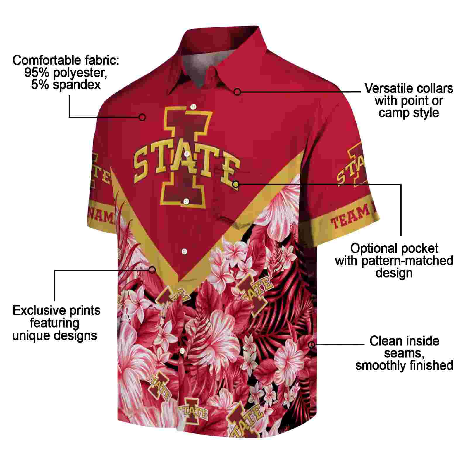 personalized iowa state cyclones floral chevron red hawaiian shirt new arrival