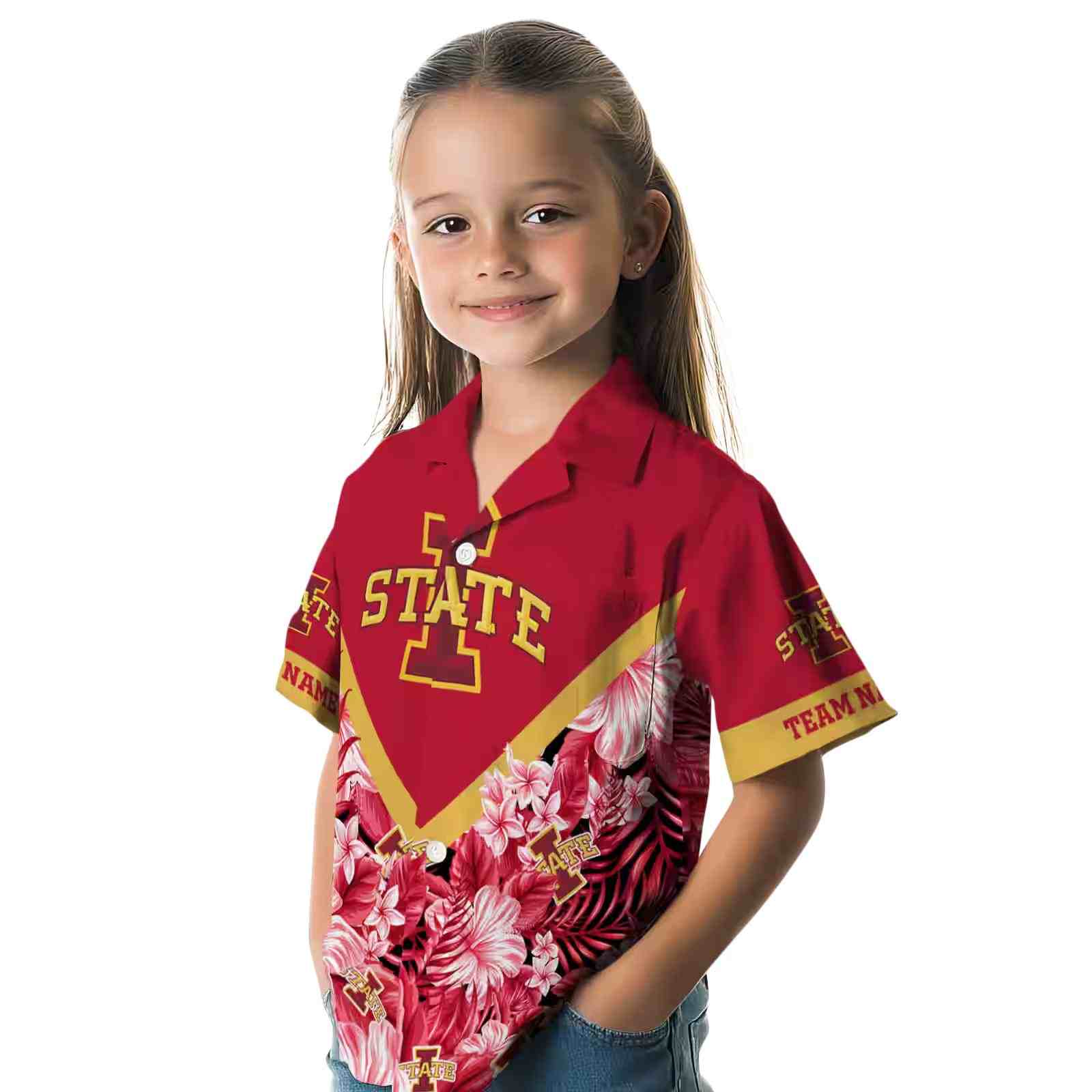 personalized iowa state cyclones floral chevron red hawaiian shirt premium grade