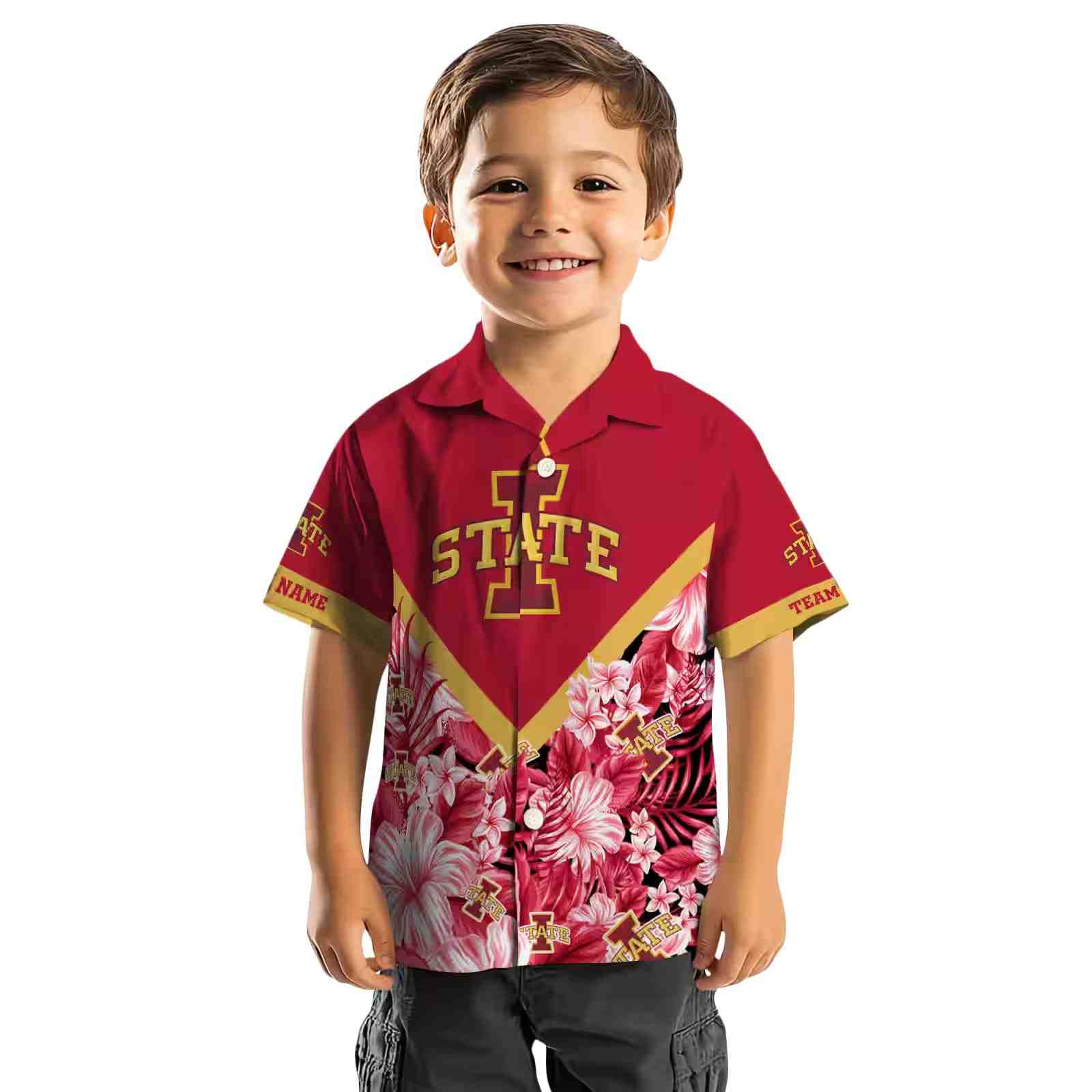 personalized iowa state cyclones floral chevron red hawaiian shirt top rated