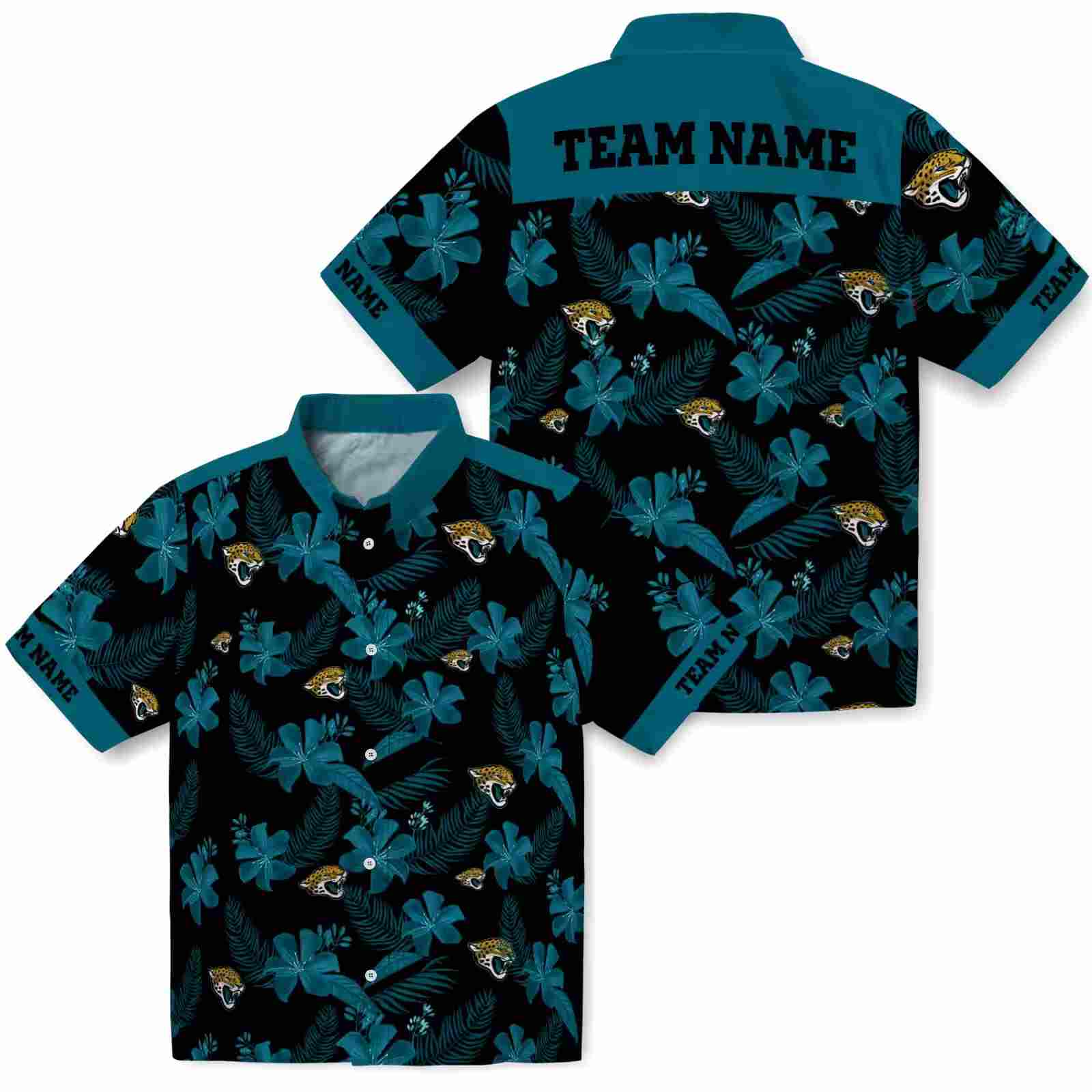 personalized jacksonville jaguars botanical print black hawaiian shirt high quality