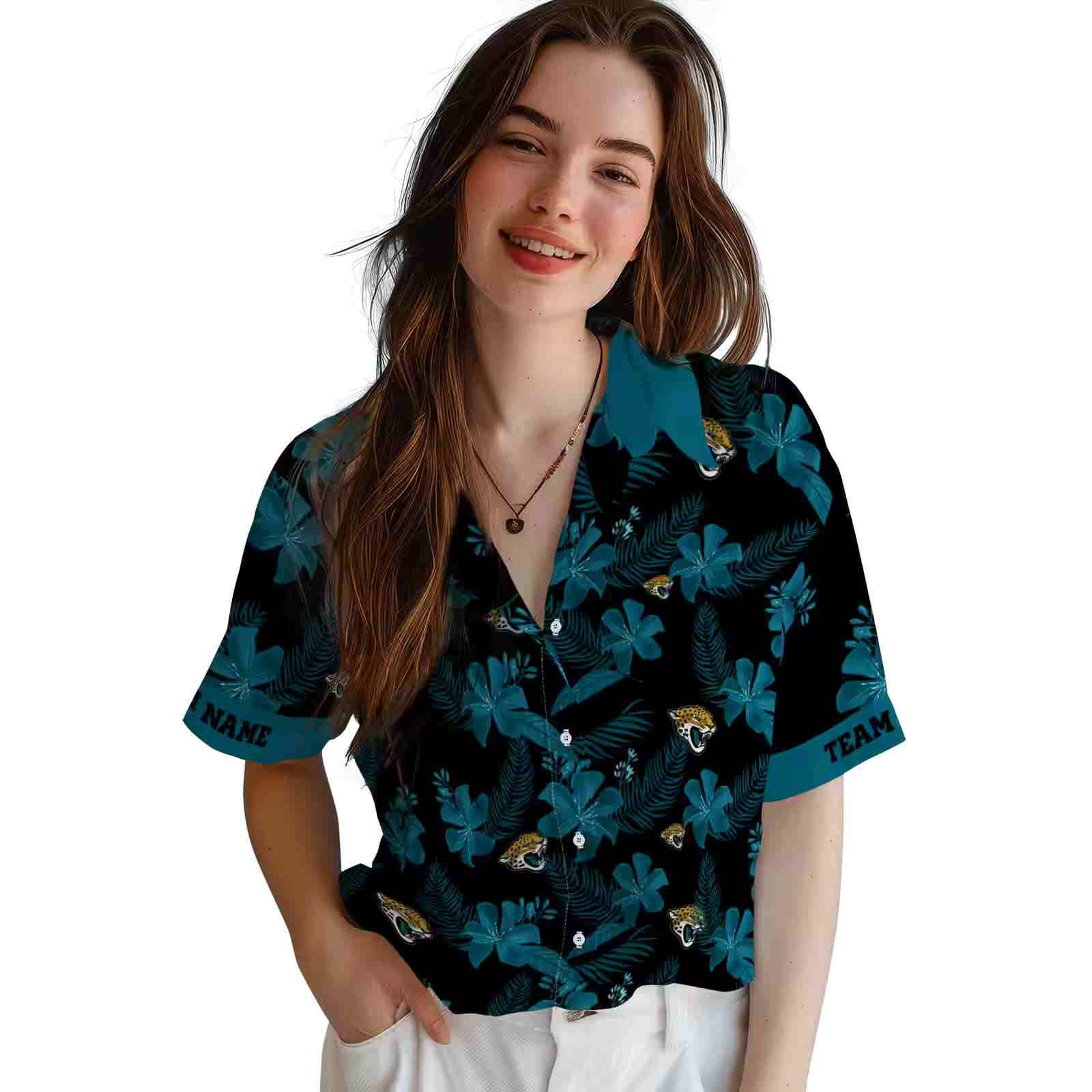 personalized jacksonville jaguars botanical print black hawaiian shirt latest model