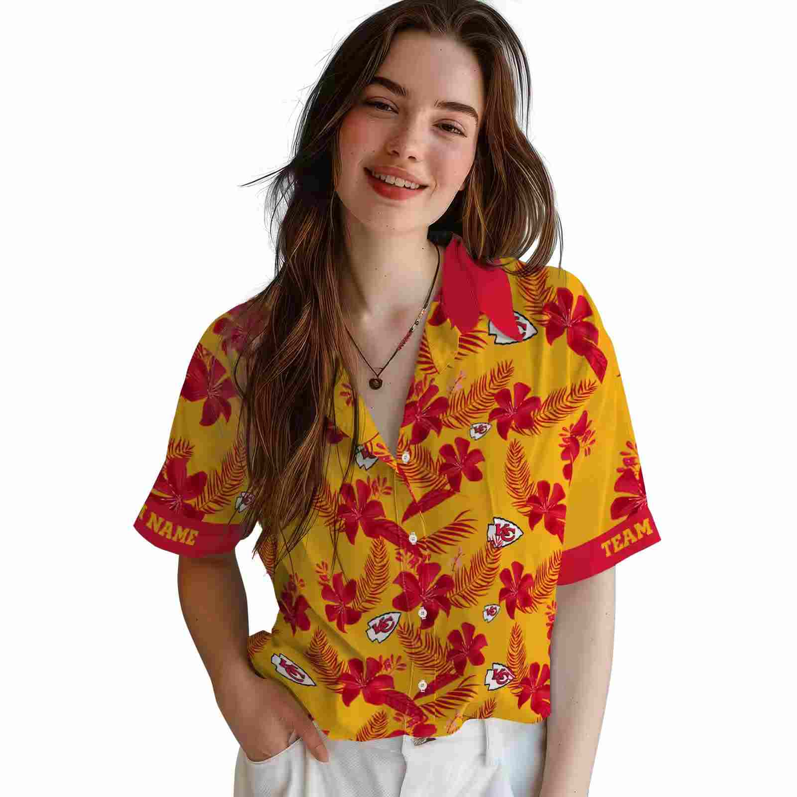 personalized kansas city chiefs botanical print gold hawaiian shirt latest model