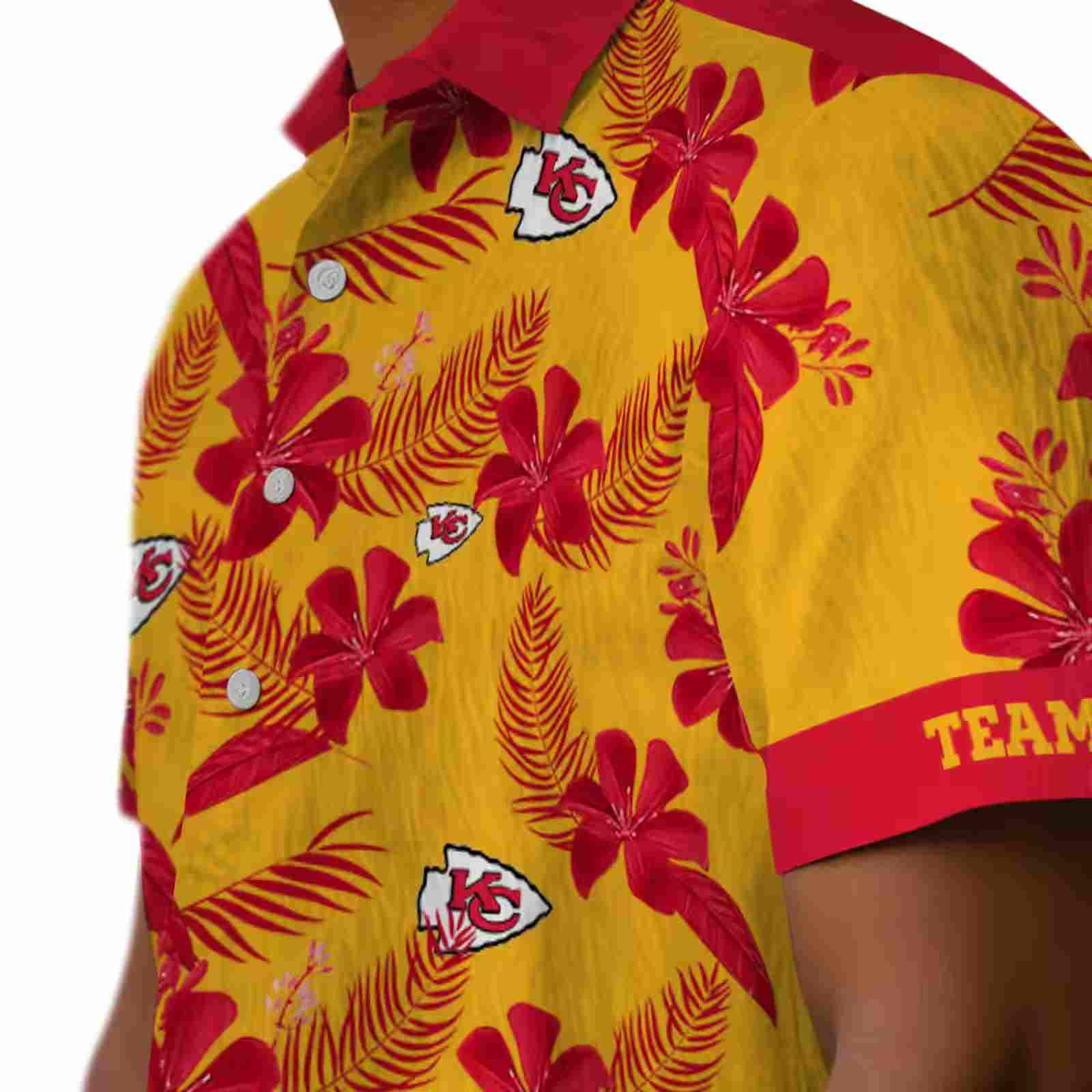 personalized kansas city chiefs botanical print gold hawaiian shirt trendy