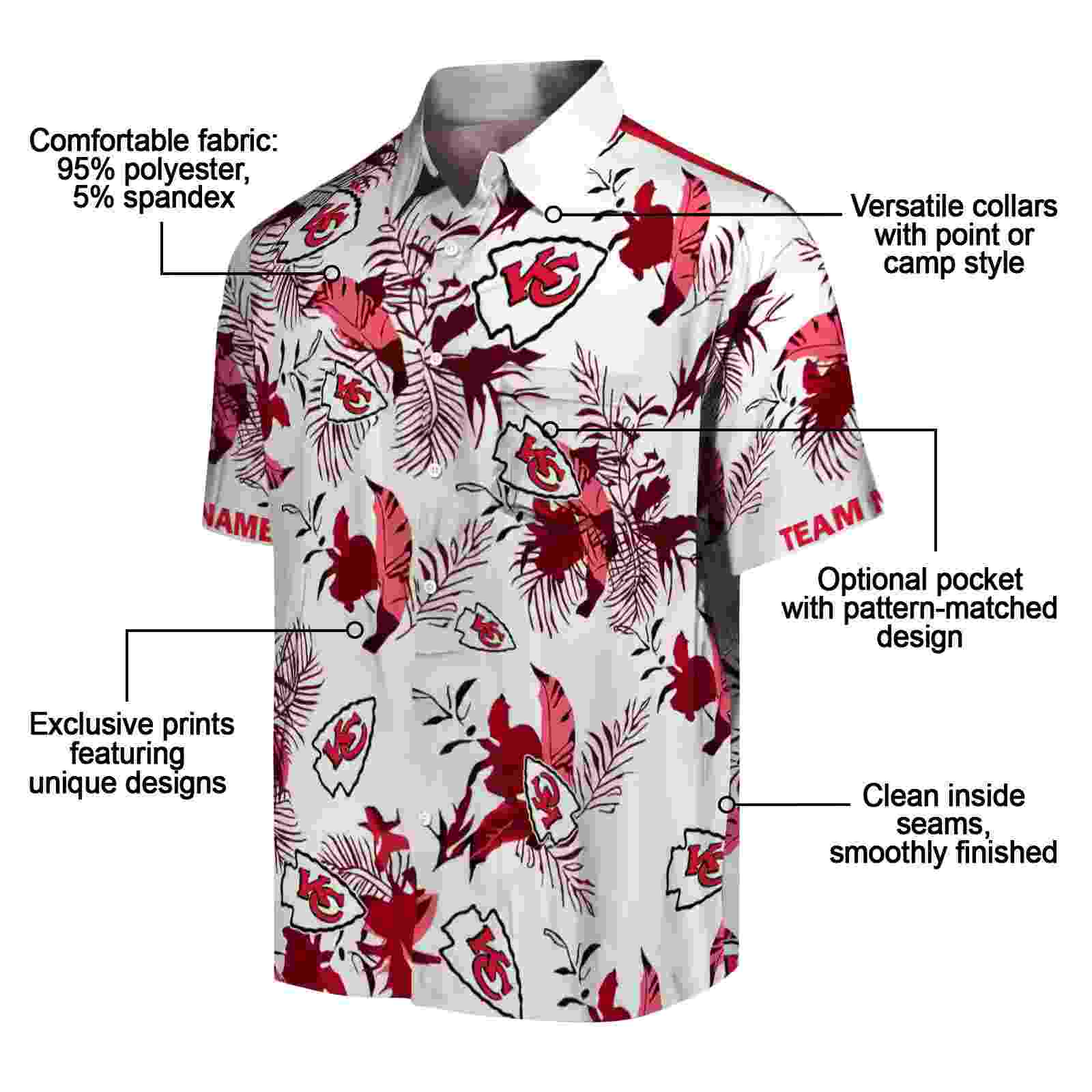 personalized kansas city chiefs botanical theme red white hawaiian shirt new arrival