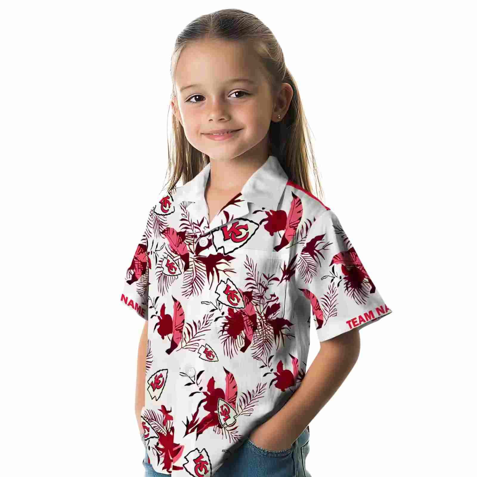 personalized kansas city chiefs botanical theme red white hawaiian shirt premium grade