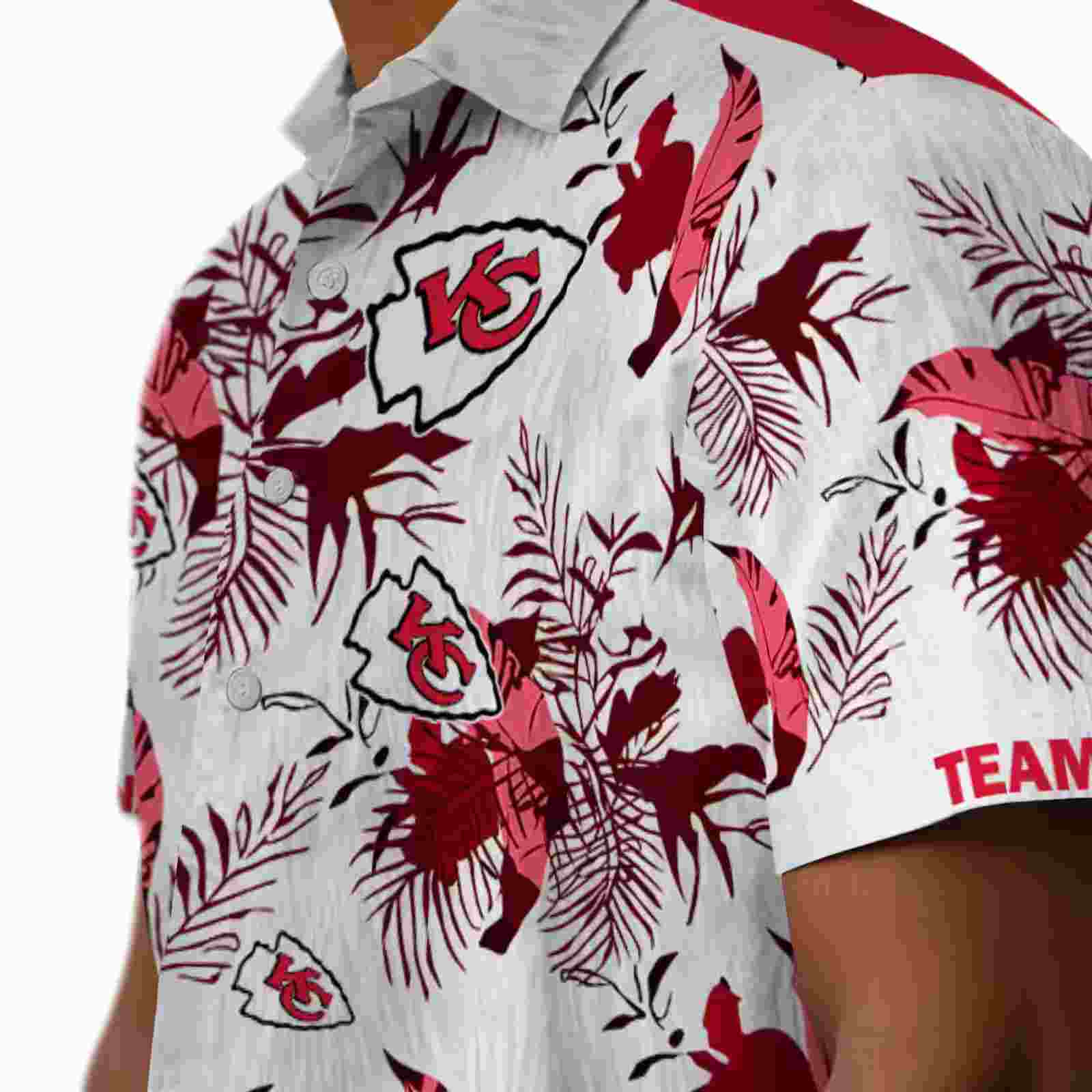 personalized kansas city chiefs botanical theme red white hawaiian shirt trendy