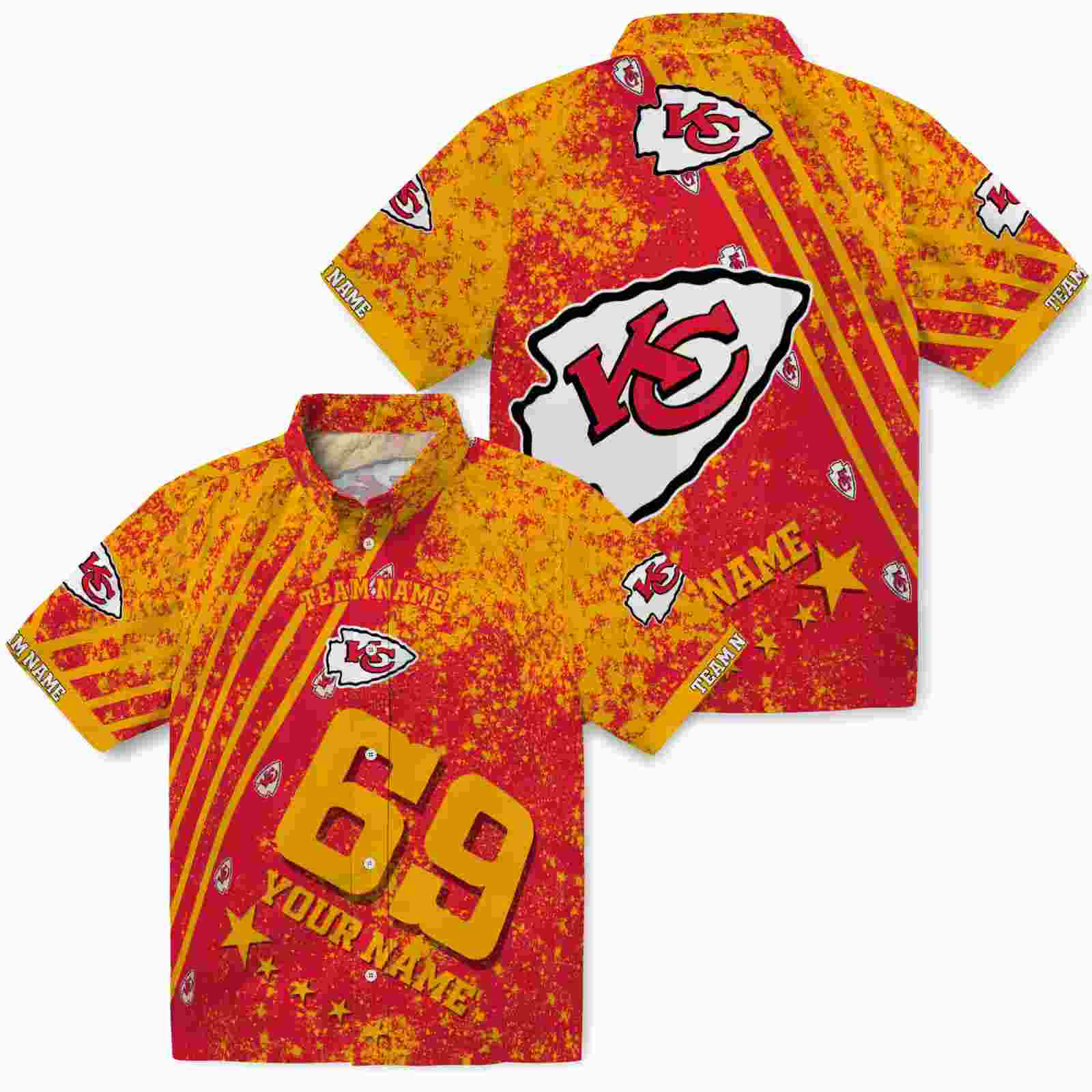 personalized kansas city chiefs star stripes red hawaiian shirt high quality