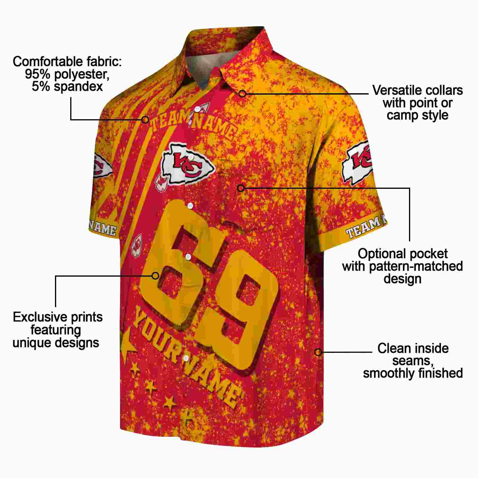 personalized kansas city chiefs star stripes red hawaiian shirt new arrival