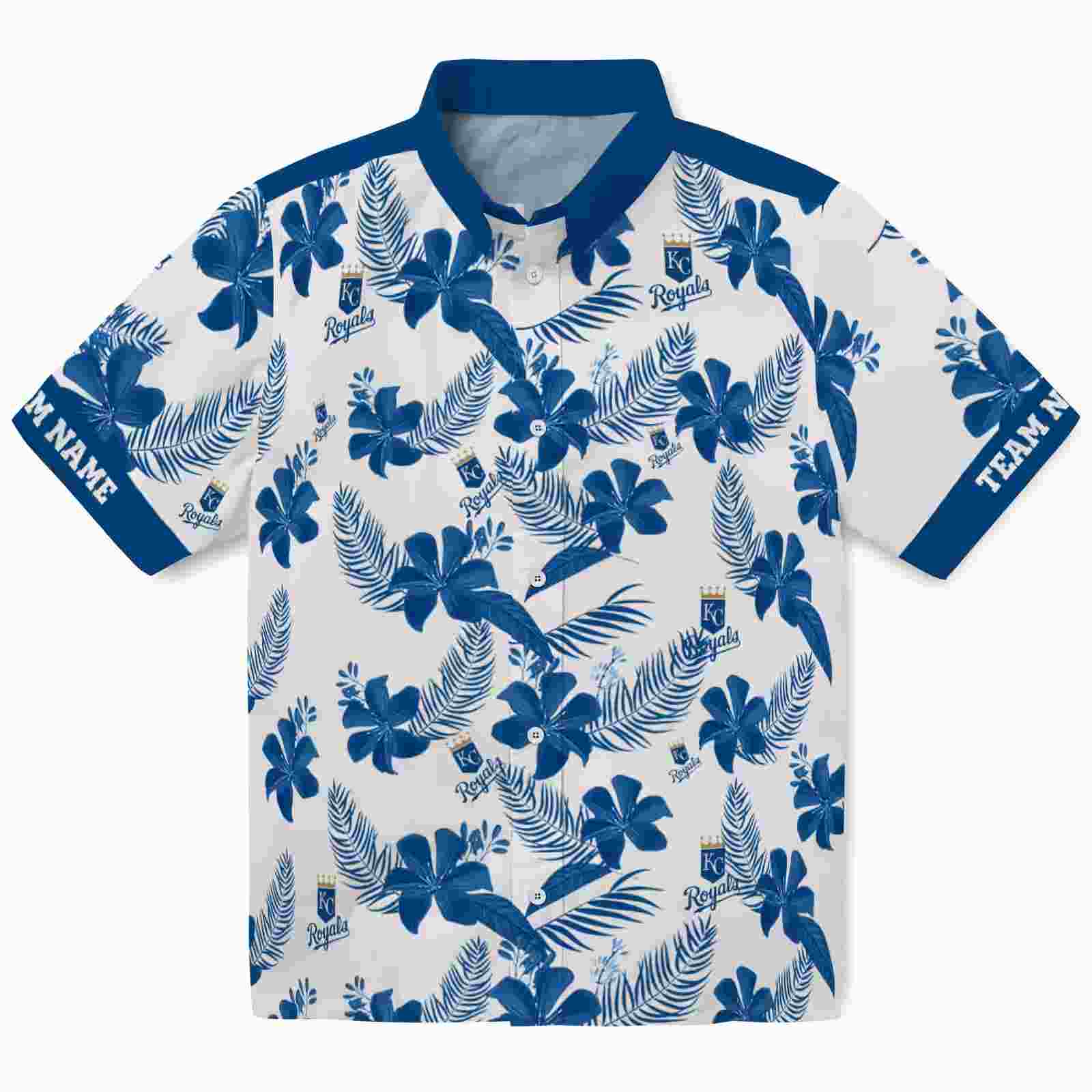 Personalized Kansas City Royals Botanical Print White Hawaiian Shirt