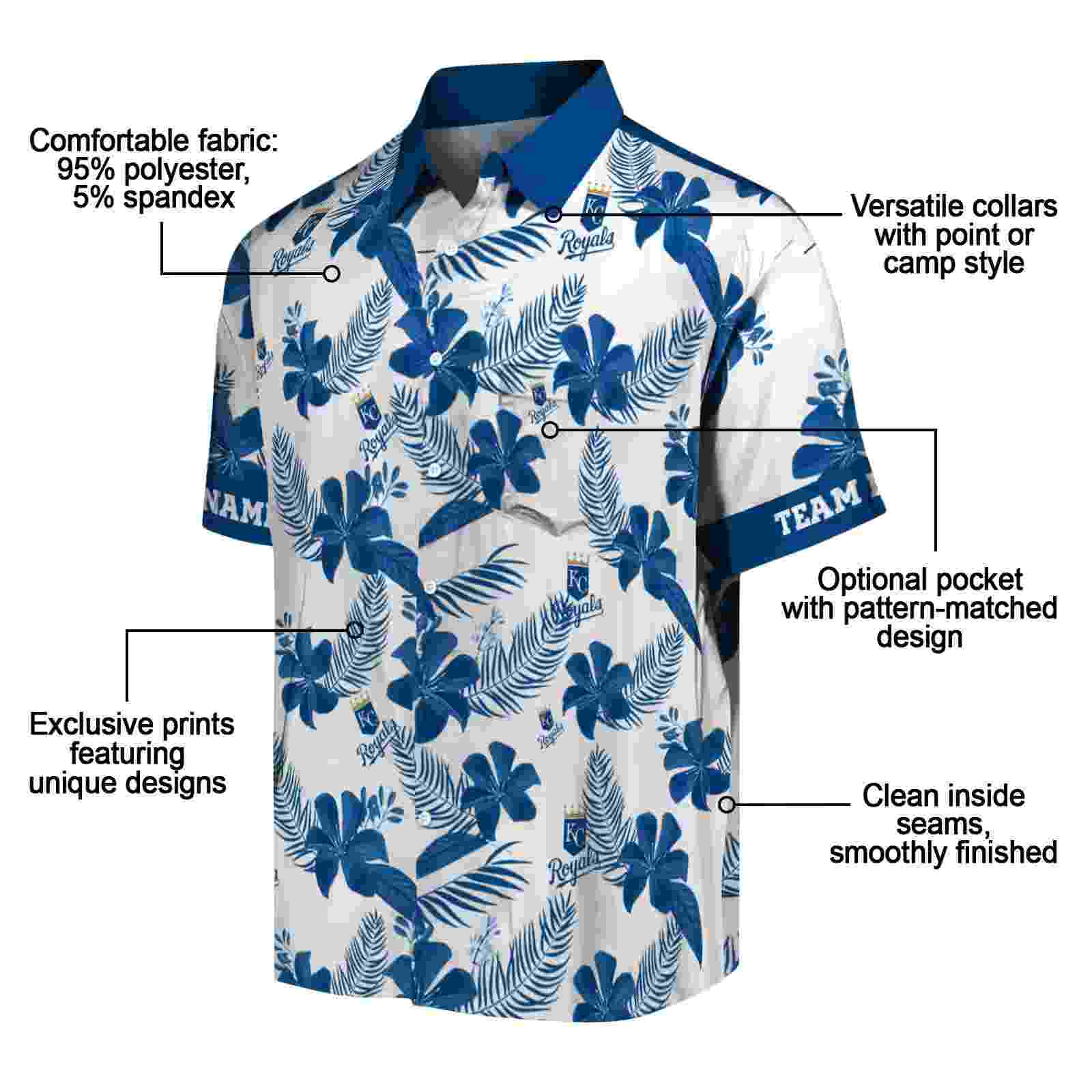 personalized kansas city royals botanical print white hawaiian shirt new arrival