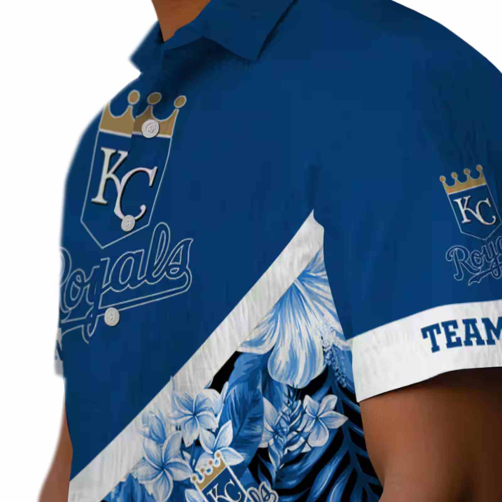 personalized kansas city royals floral chevron royal blue hawaiian shirt trendy