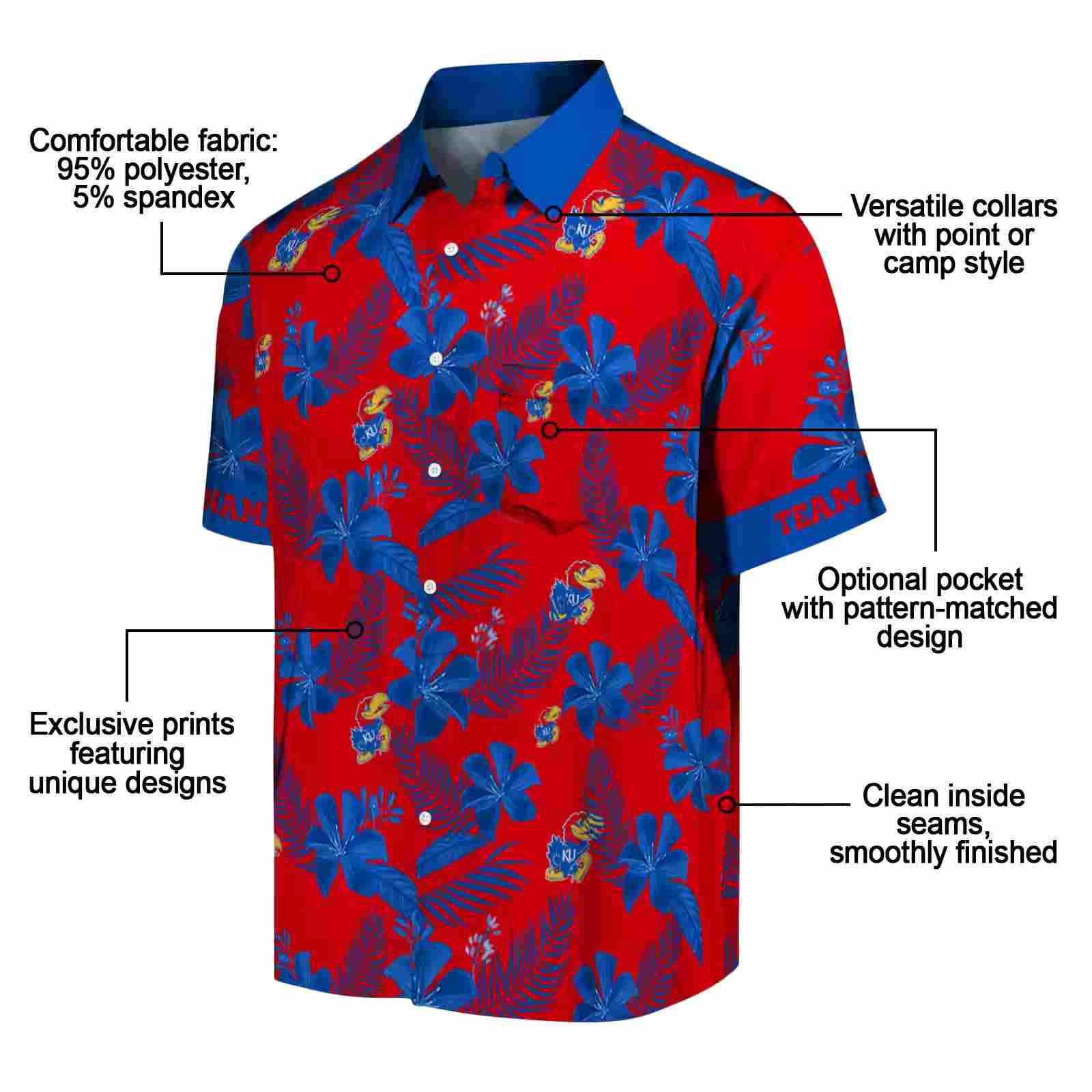 personalized kansas jayhawks botanical print crimson hawaiian shirt new arrival