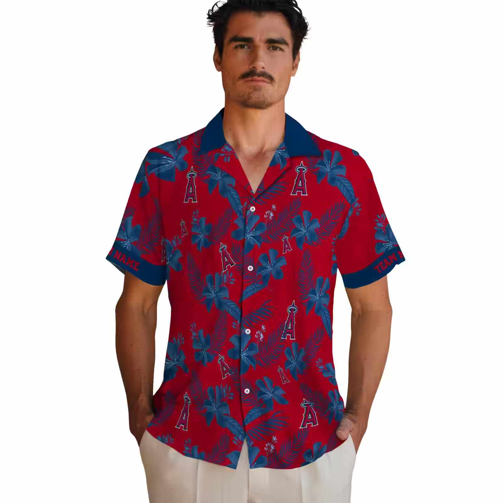 personalized los angeles angels botanical print red hawaiian shirt fashion forward