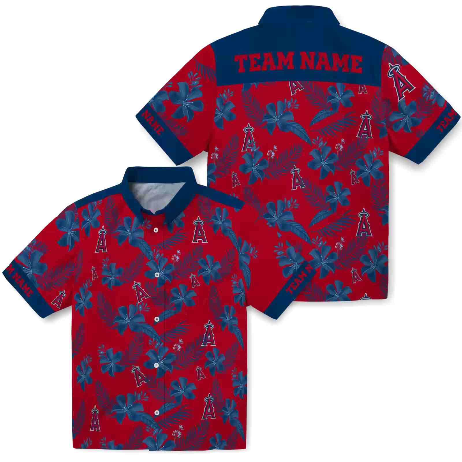 personalized los angeles angels botanical print red hawaiian shirt high quality