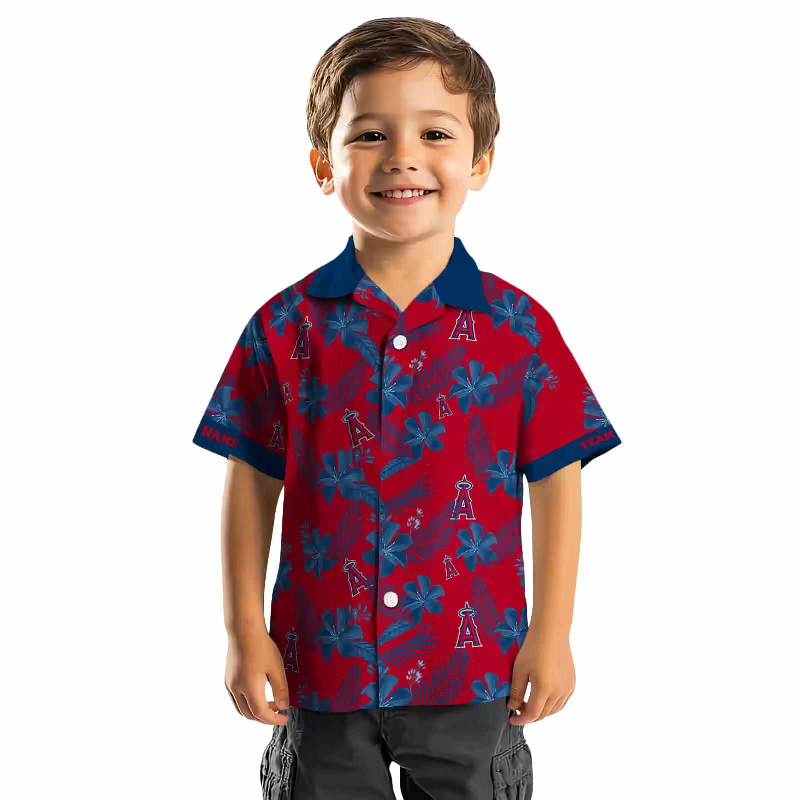 personalized los angeles angels botanical print red hawaiian shirt top rated