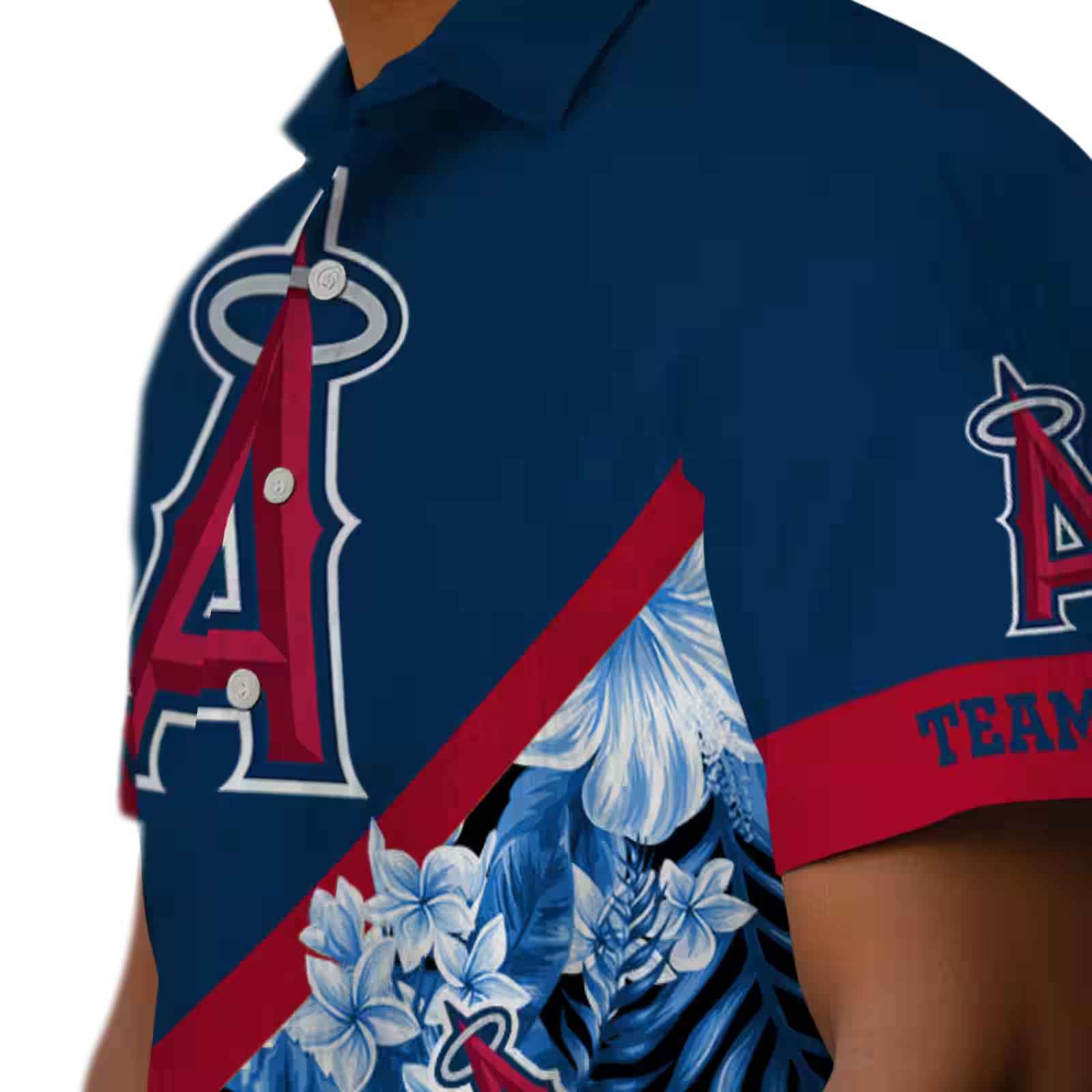 personalized los angeles angels floral chevron blue hawaiian shirt trendy