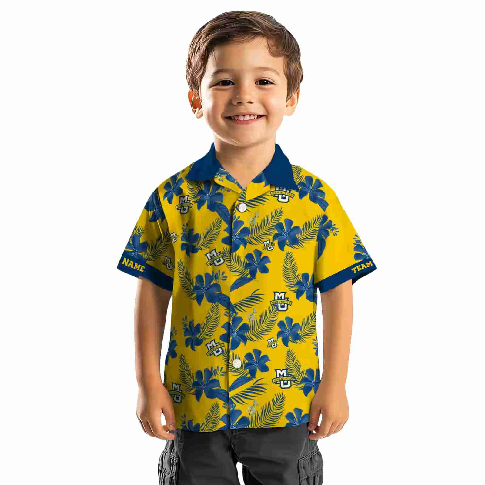 personalized marquette golden eagles botanical print yellow hawaiian shirt top rated