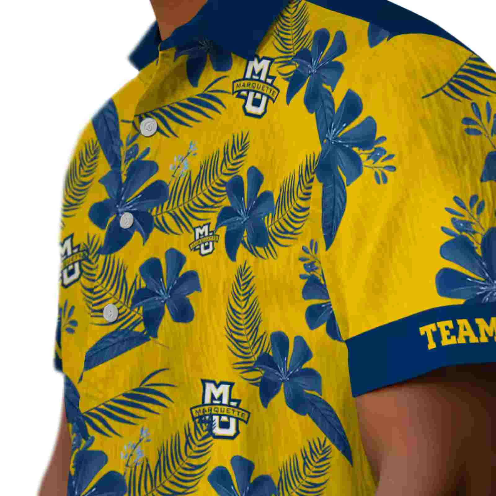 personalized marquette golden eagles botanical print yellow hawaiian shirt trendy