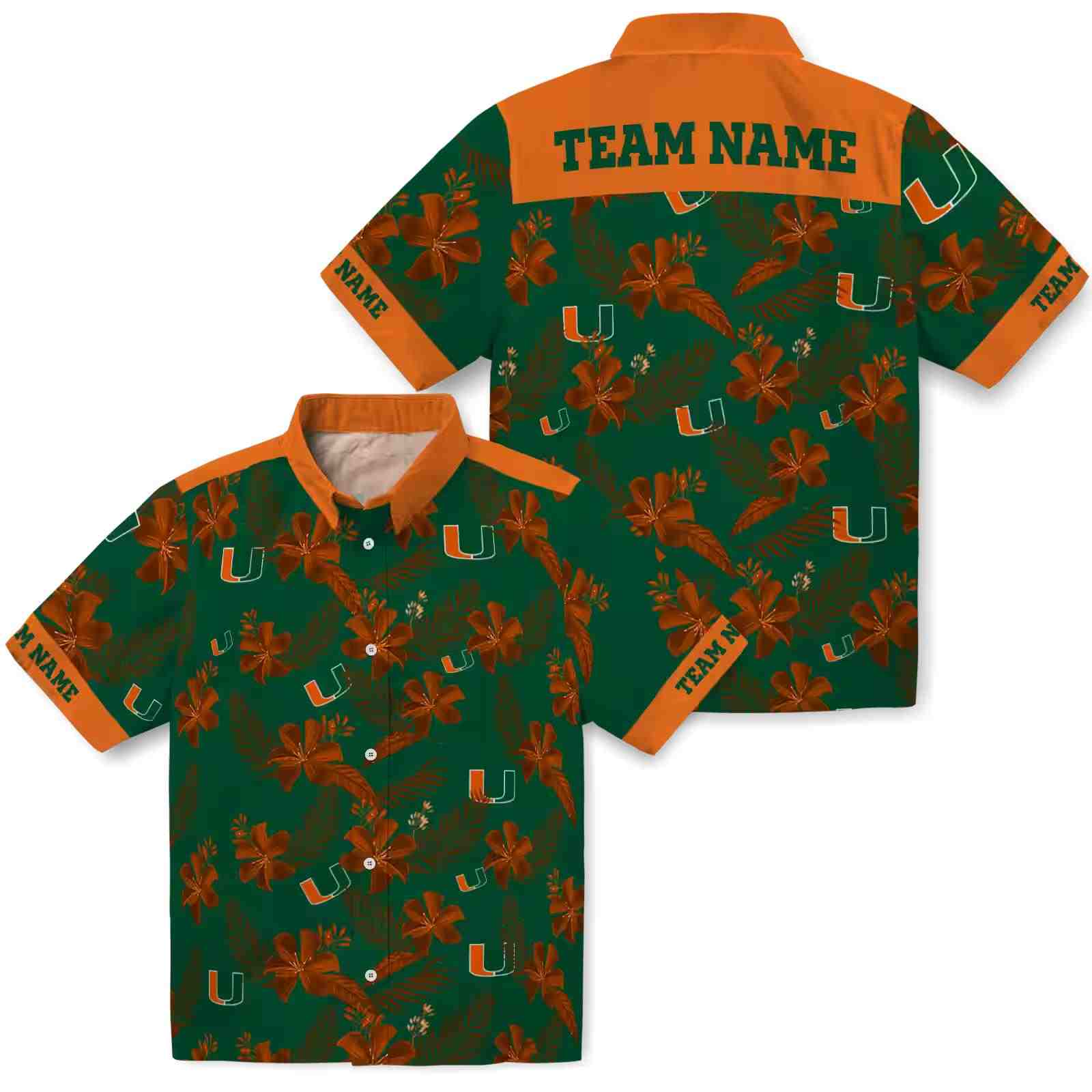 personalized miami hurricanes botanical print green hawaiian shirt high quality