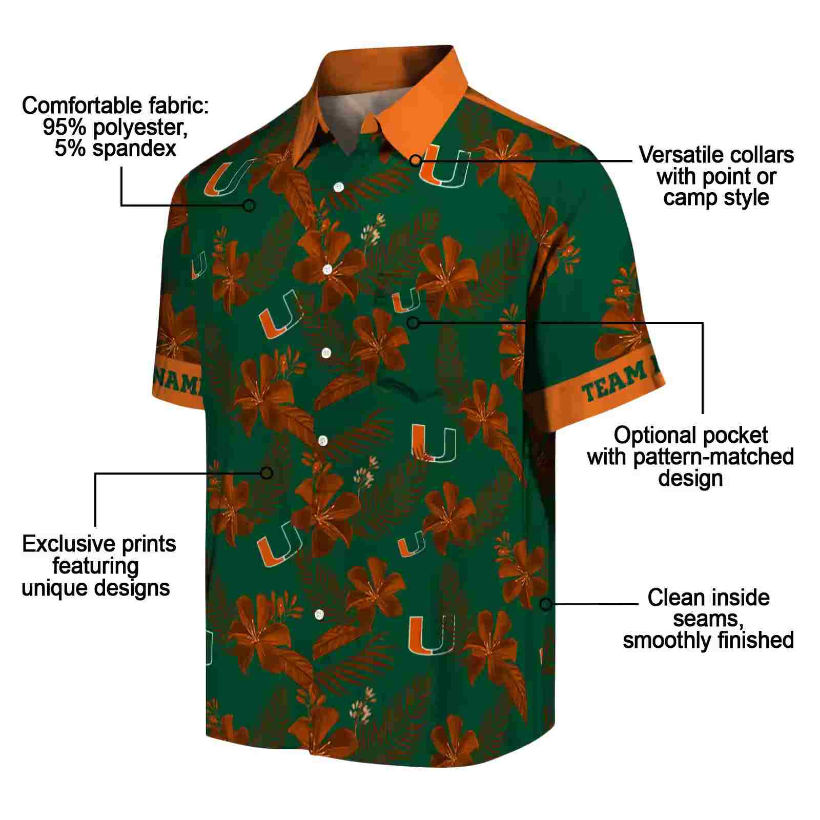 personalized miami hurricanes botanical print green hawaiian shirt new arrival