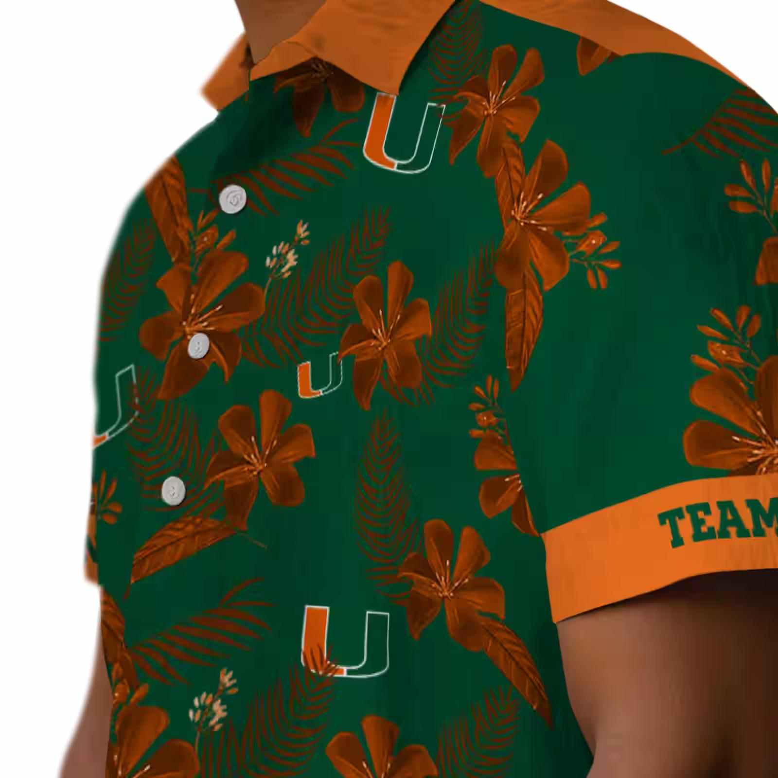 personalized miami hurricanes botanical print green hawaiian shirt trendy