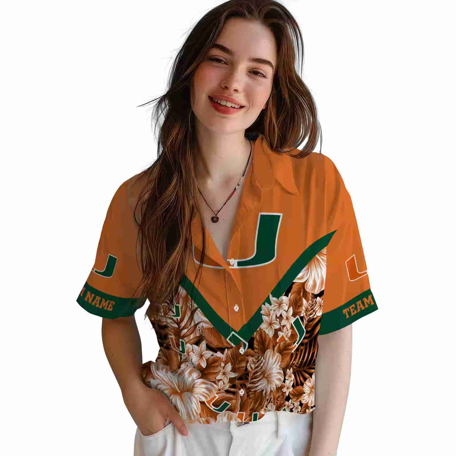 personalized miami hurricanes floral chevron orange hawaiian shirt latest model