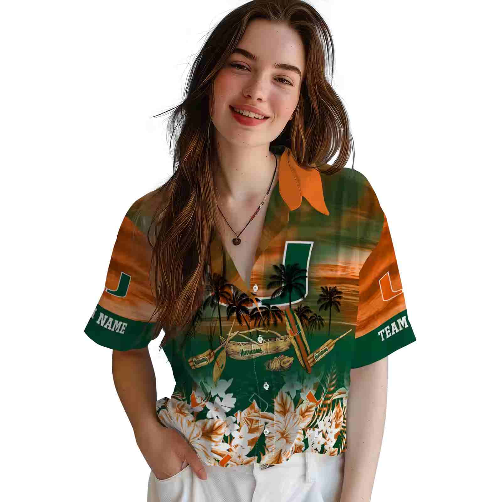 personalized miami hurricanes tropical canoe orange hawaiian shirt latest model