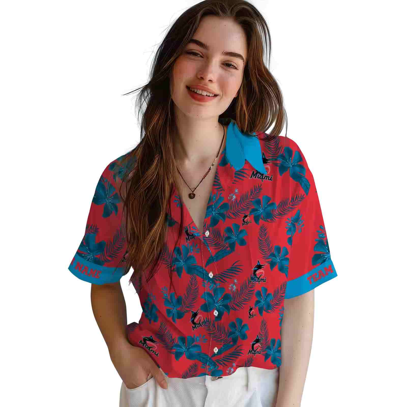 personalized miami marlins botanical print red hawaiian shirt latest model