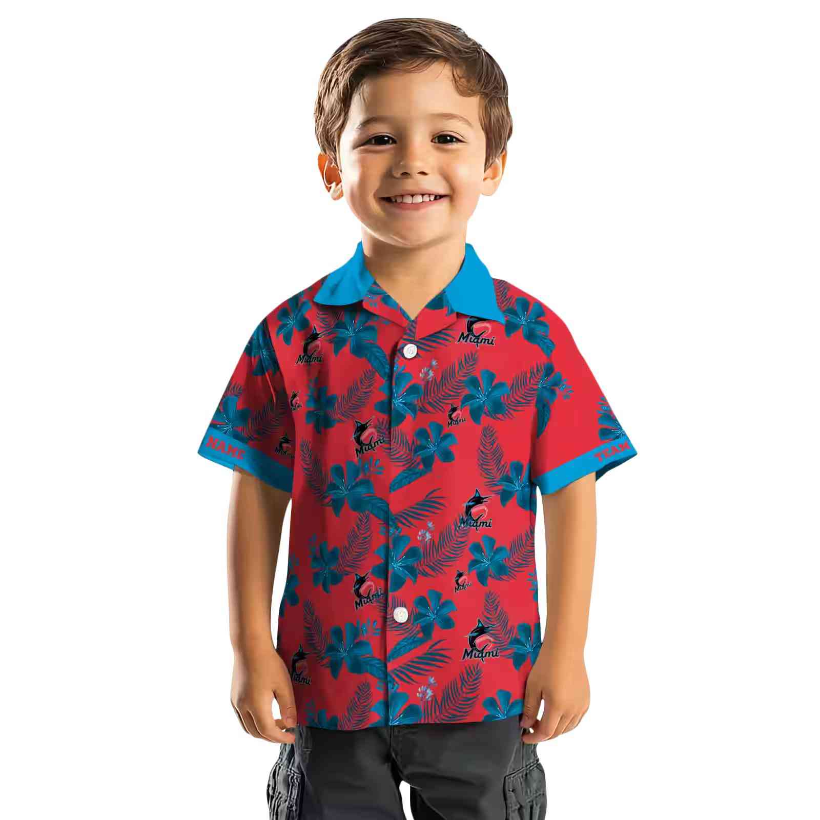 personalized miami marlins botanical print red hawaiian shirt top rated