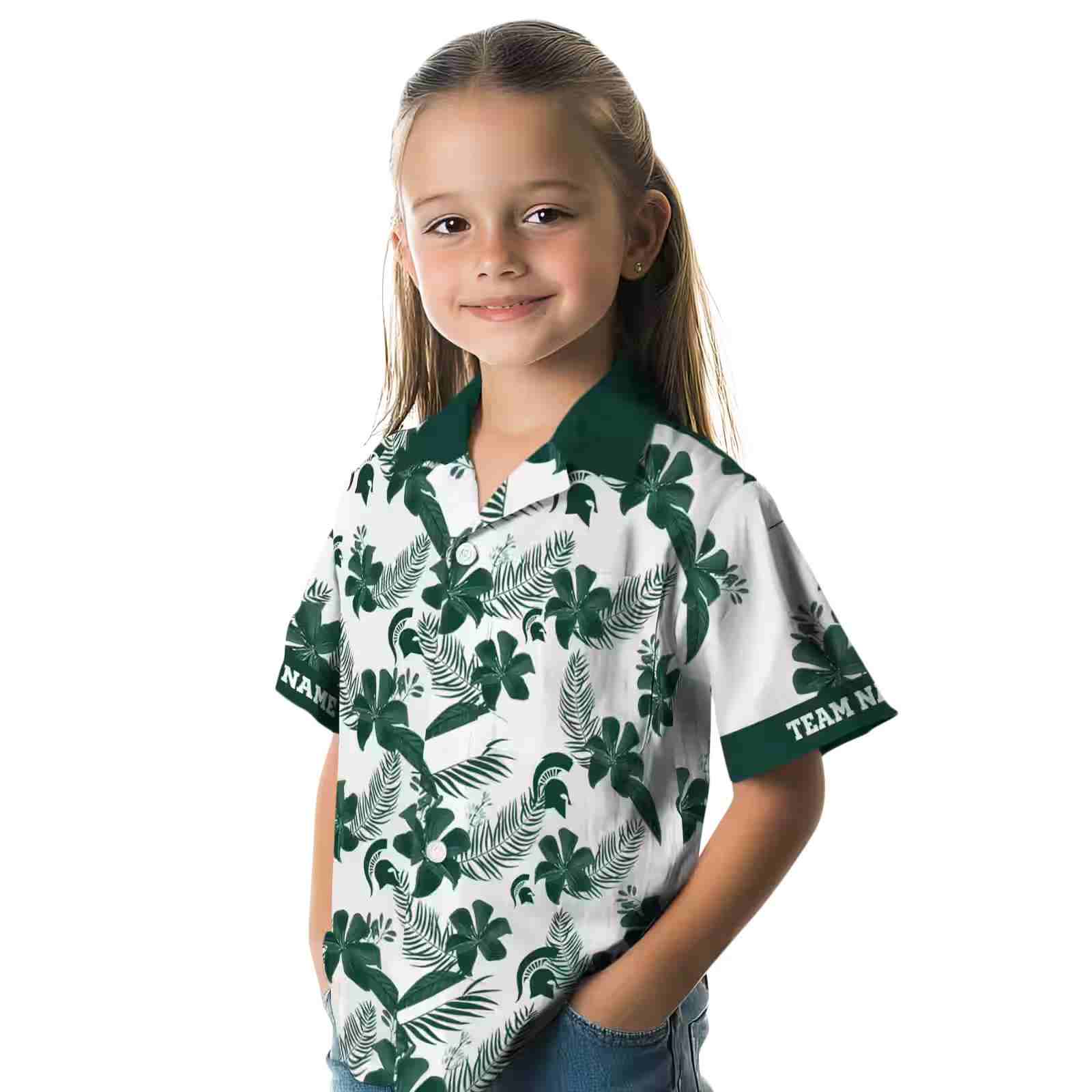 personalized michigan state spartans botanical print white hawaiian shirt premium grade