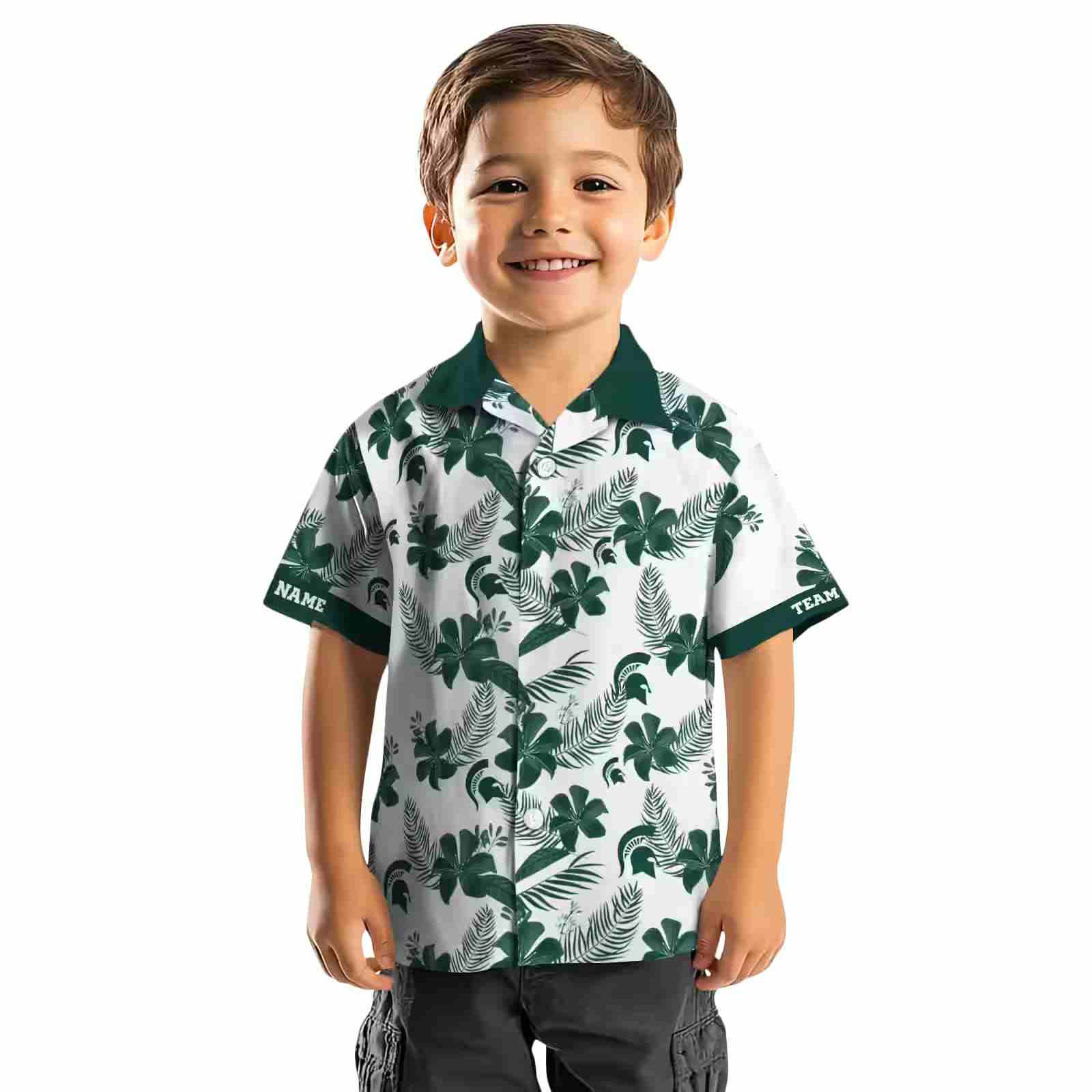 personalized michigan state spartans botanical print white hawaiian shirt top rated