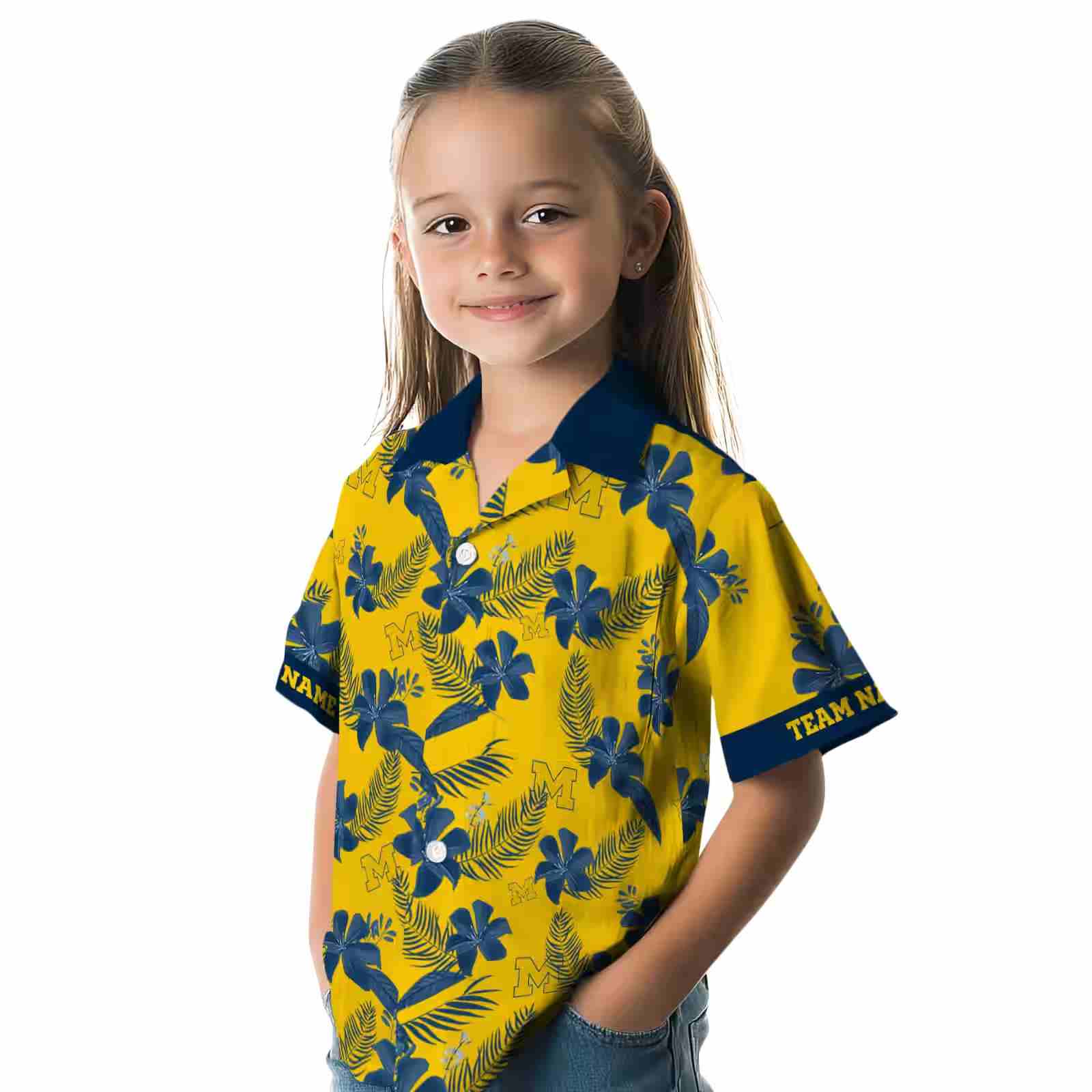 personalized michigan wolverines botanical print maize hawaiian shirt premium grade