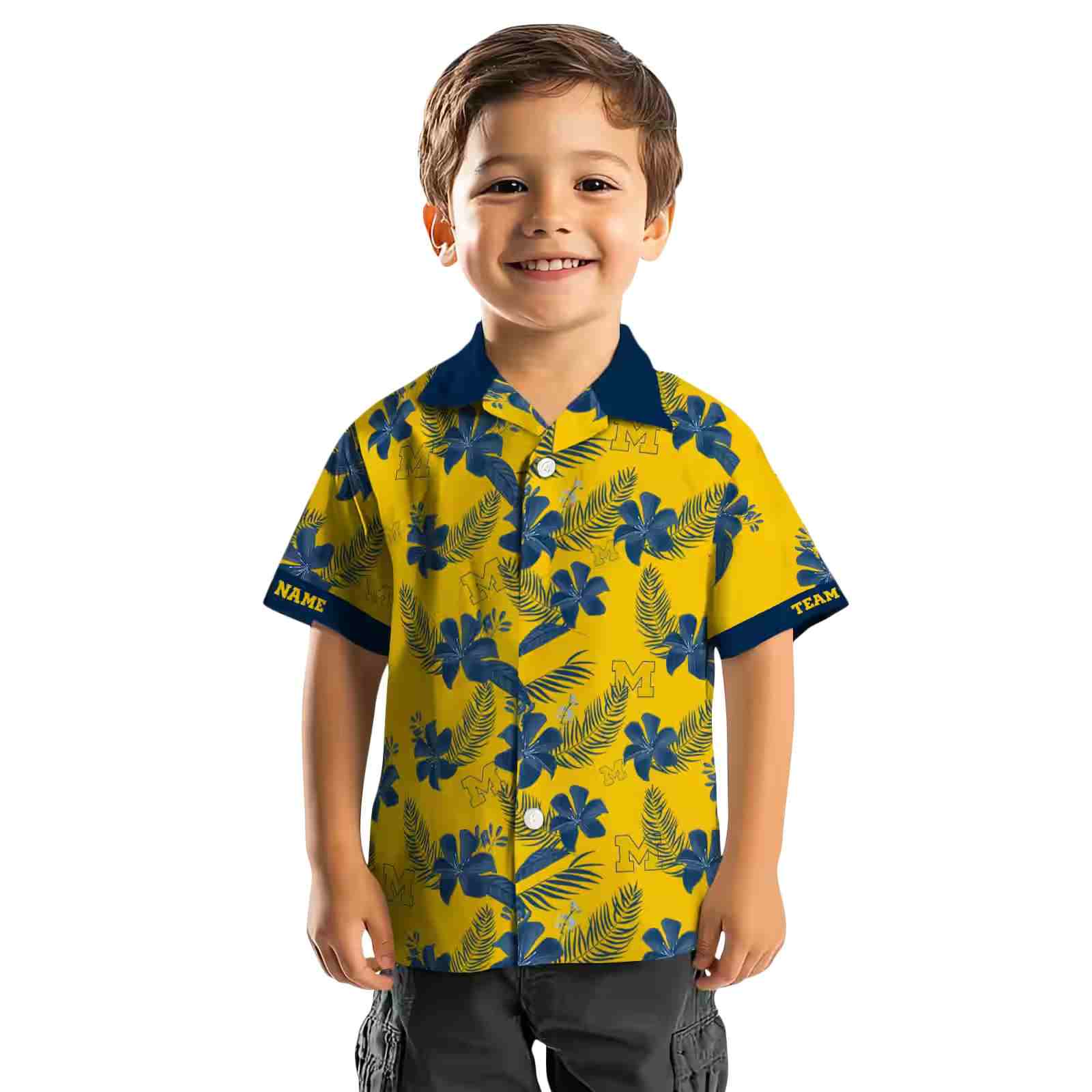 personalized michigan wolverines botanical print maize hawaiian shirt top rated